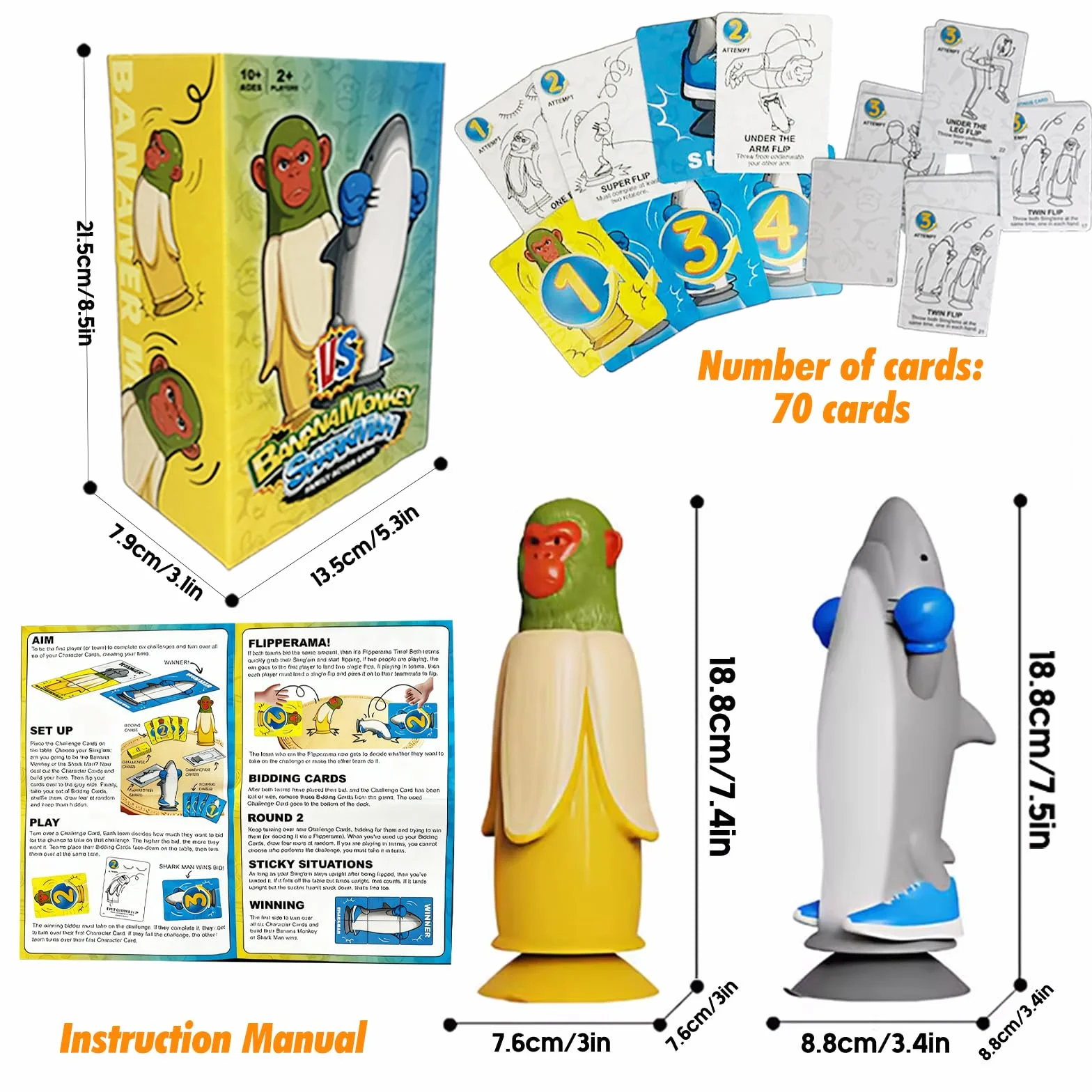 Juego de Desafío Flip, Italian Brainrot, Tralalero Tralala VS Chimpanzini Bananini, Juegos de Mesa Familiar, Juego de Fiesta de Desafíos para Adultos, Desafío Flip
