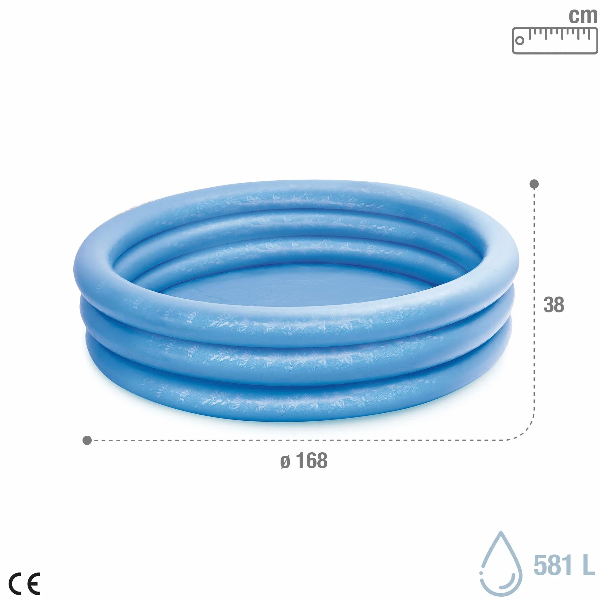 Intex Piscina Hinchable 3 Aros Azul 168 x 38 cm 581 litros