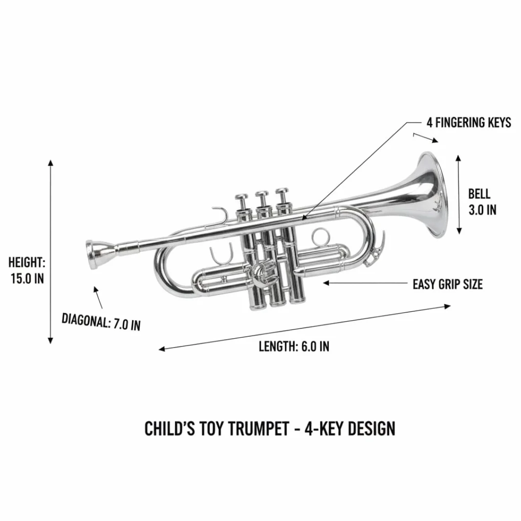 Trompeta de Juguete con 4 Teclas, Trompeta de plástico, Instrumentos Musicales educativos para niñas, niños, Principiantes