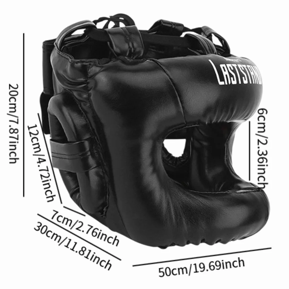 Casco de Boxeo para Adultos Ajustable Negro Kickboxing MMA