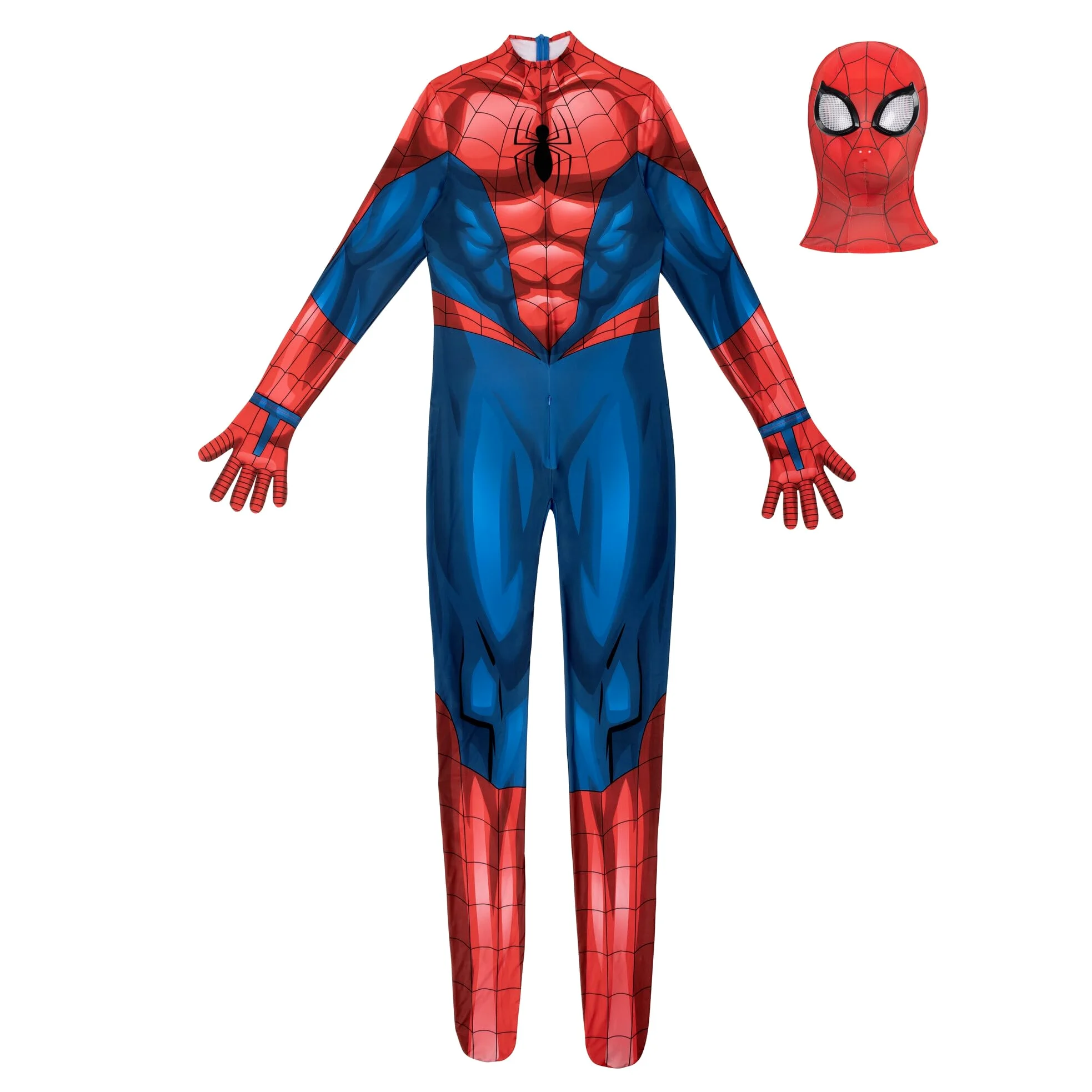 MARVEL Spider-Man Disfraz oficial para adulto tipo Zentai para Halloween, traje ceñido de cuerpo completo de elastano elástico con cremalleras ocultas y aberturas en las muñecas