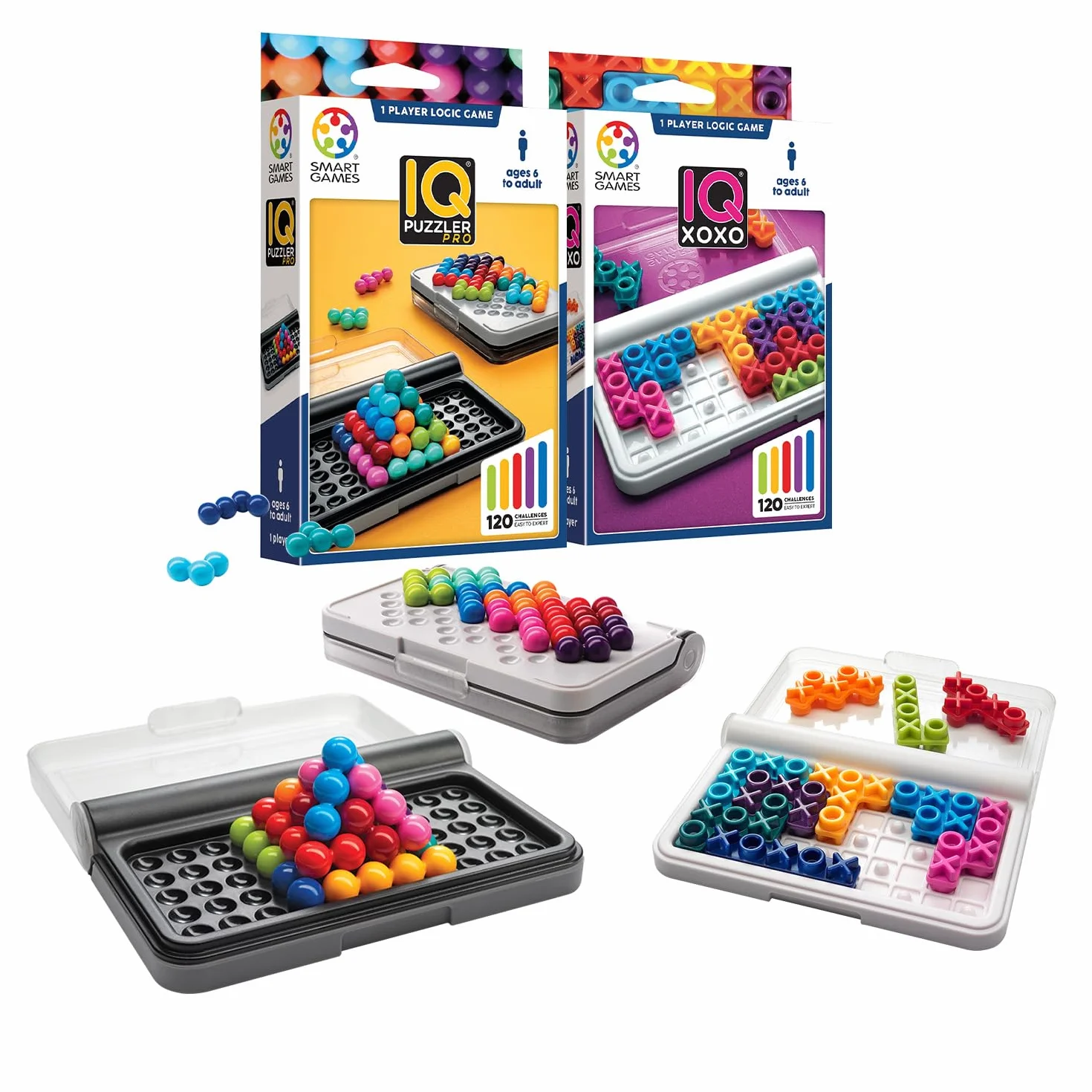 Smart Games - Iq Puzzler Pro + Iq XOXO | Juegos De Mesa Niños 6 Años | Juegos Educativos 6 Años | Juego de Mesa De Lógica para Niños | Juego Infantiles