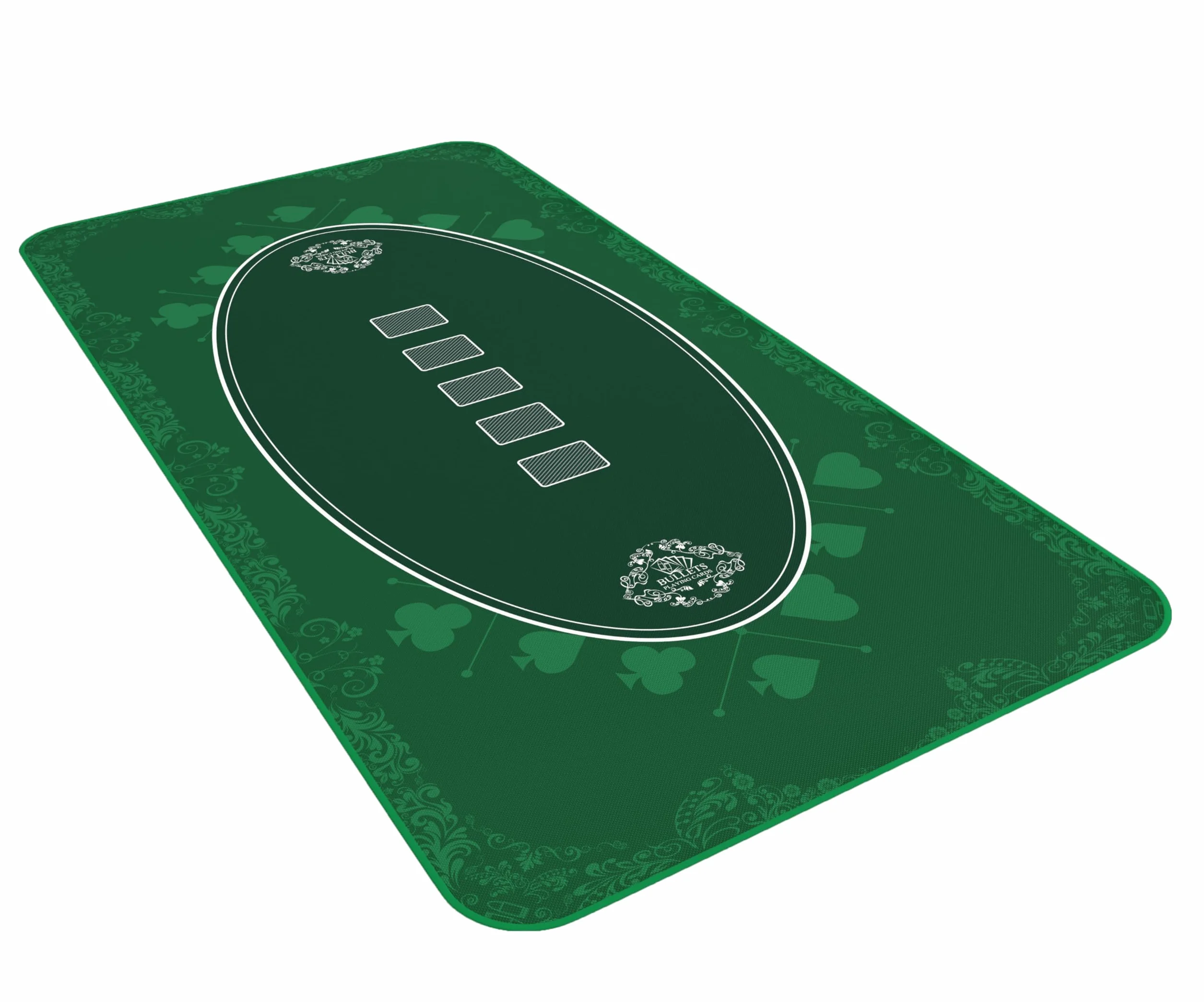 Bullets Playing Cards, Alfombra de póquer, 140 x 75 cm, Verde, Floral