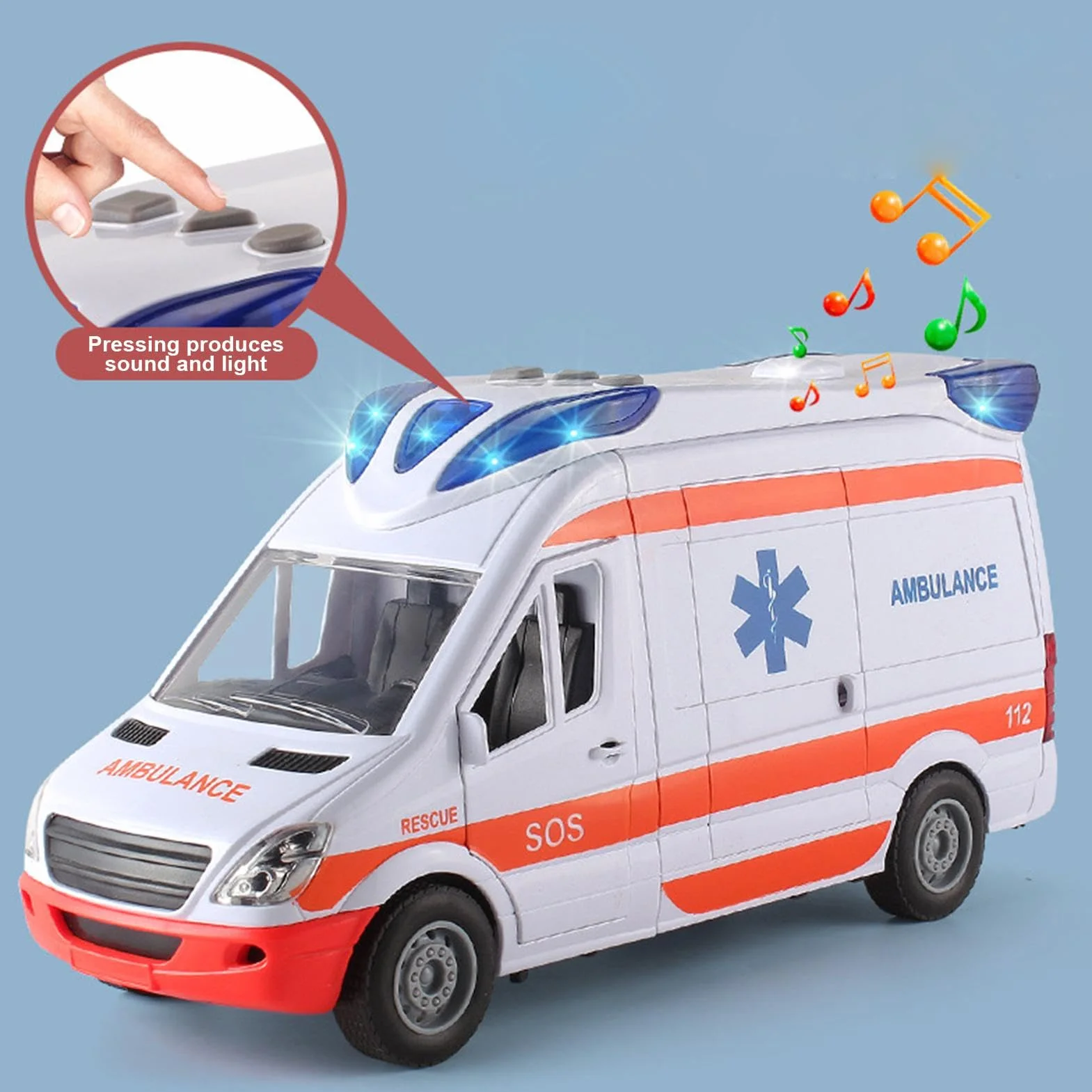 Coche Ambulancia Ambulancia niño vehículo Rescate Coche para Jugar y aprende con Luces y Sonidos vehículo de Rescate Urbano