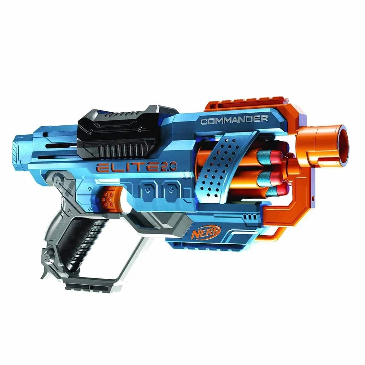 Hasbro Nerf 2.0 Commander RC-6 Lanzador de Dardos de Juguete 12 Dardos Tambor Giratorio
