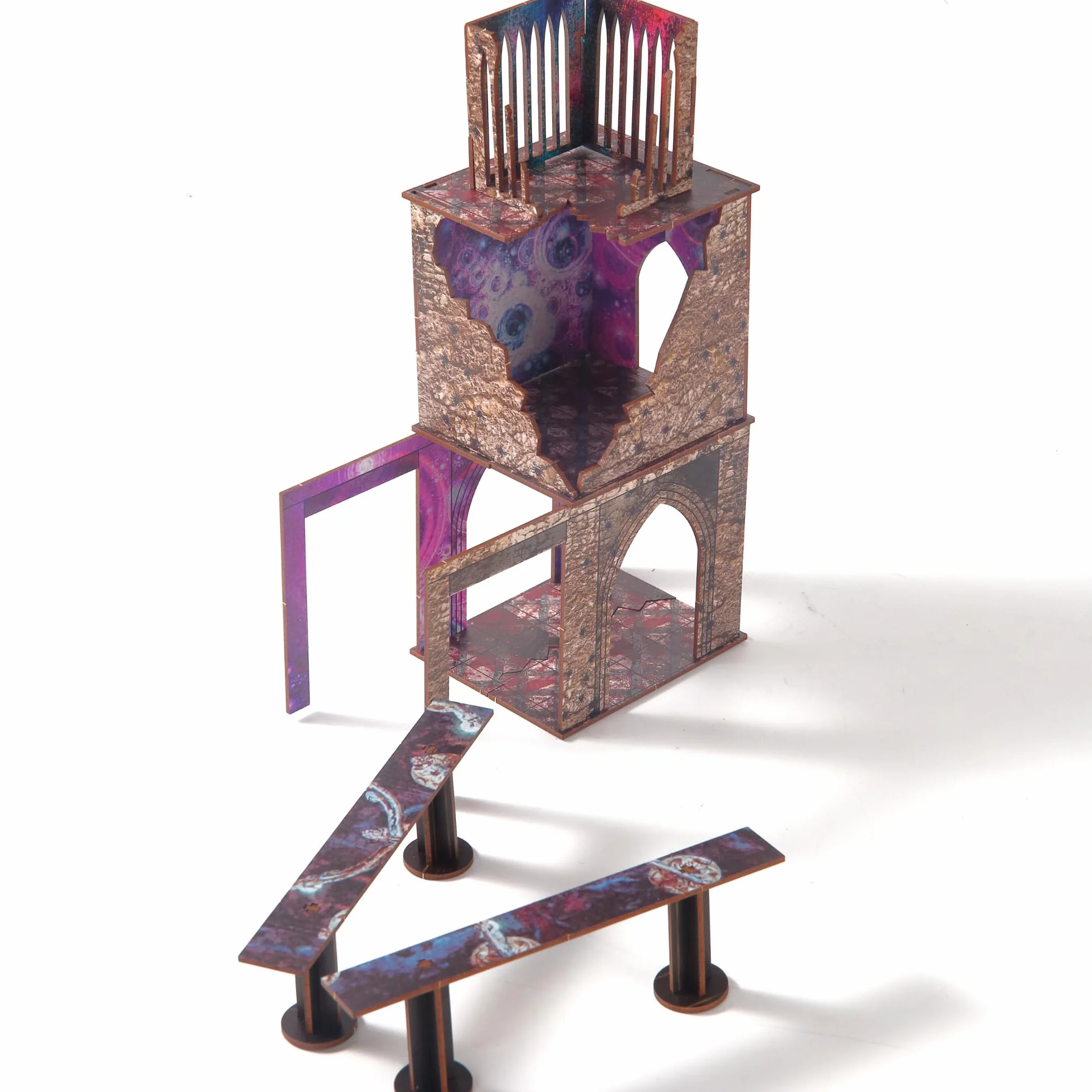 Epic-Juego de Terreno Desmontable de construcción en ruinas y Puentes para WH40K D&D Pathfinder de 28 mm, Accesorios modulares de Juego de Guerra TTRPG en Miniatura para batallas de Mesa Que mejoran