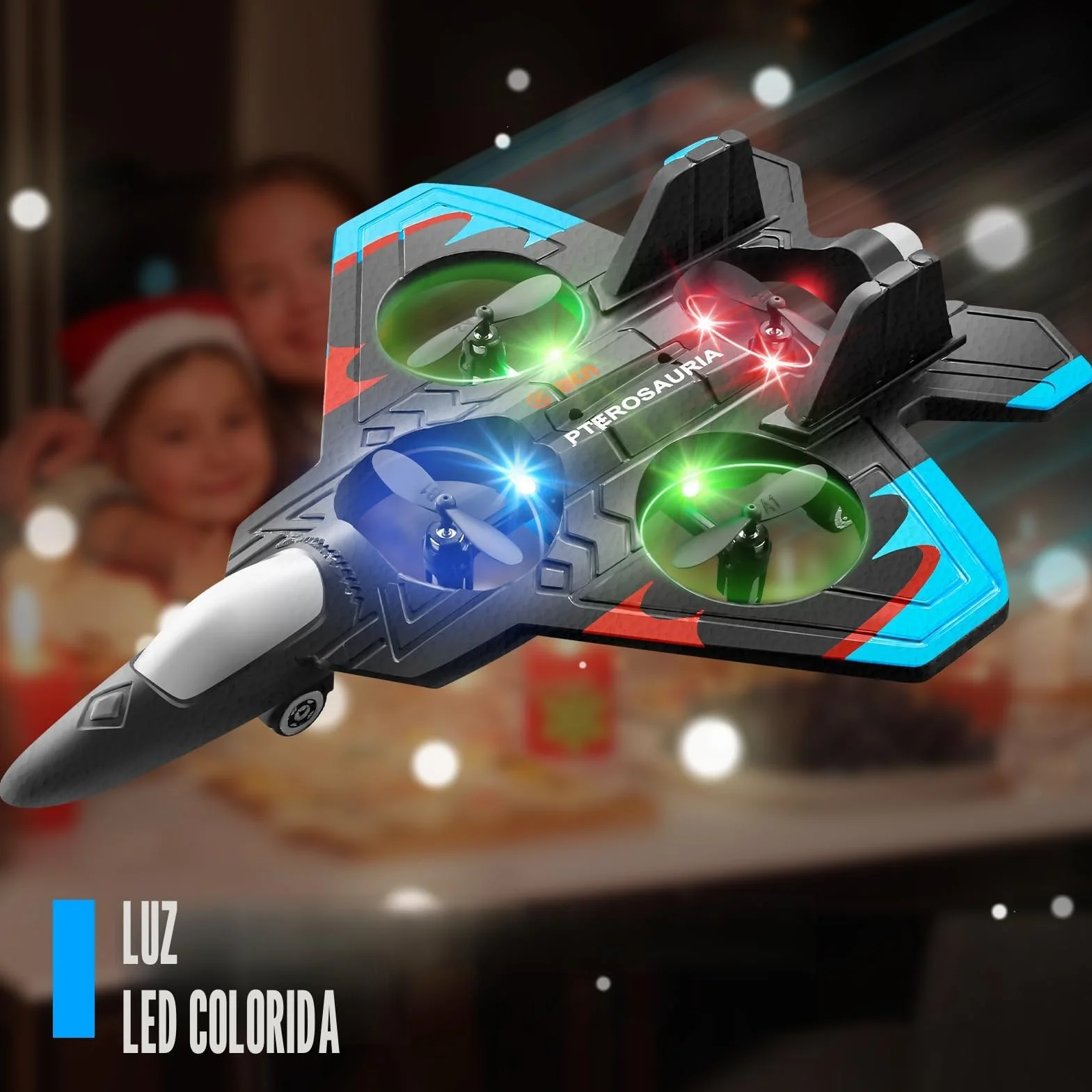 4DRC Avión V32 Controlado por Radio, para Niños >8 Años, Jet con Luces, Giro 360°, Mantenimiento de Altura, Modo sin Cabeza, Arranque un Clic, Regalo de Juguete al Aire Libre para Adultos y Niños