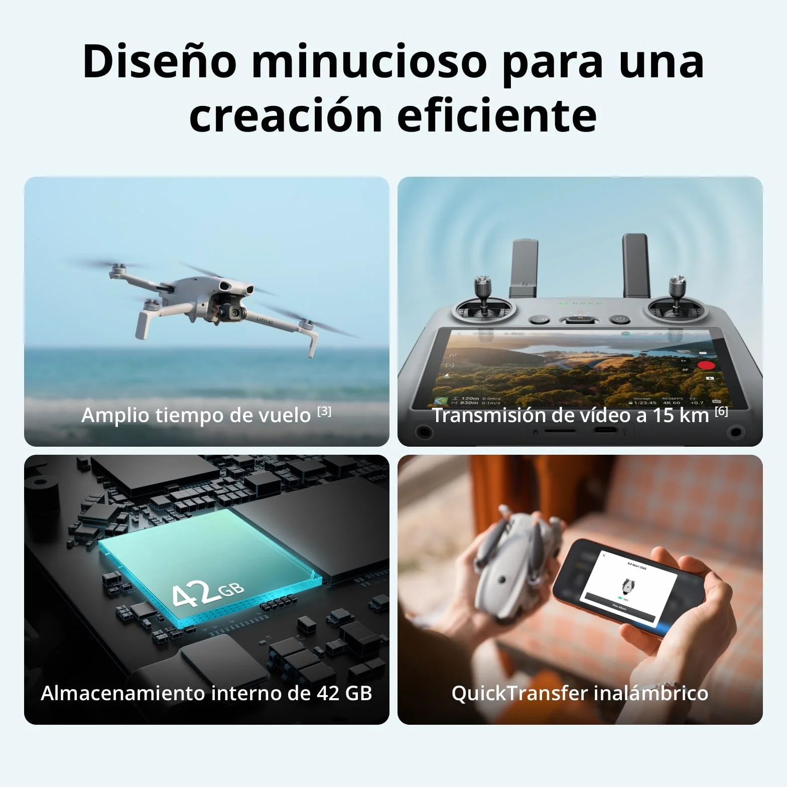 Pack DJI Lito X1 Dos Baterías con DJI RC-N3, dron con cámara 4K fácil de usar para principiantes, detección de obstáculos, ActiveTrack, sensor de 1/1.3 pulgadas, ligero para adultos, C0