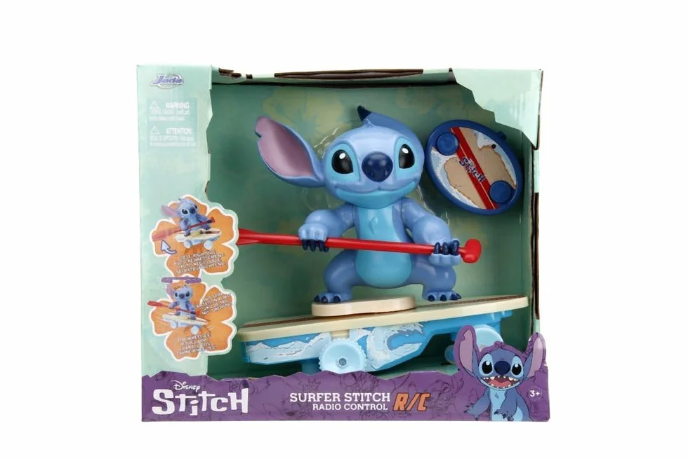 Jada - Disney Stitch Surfer Radiocontrolado - Personaje Gira 360° - Se Levanta Solo - Producto Oficial - A Partir de 3 Años