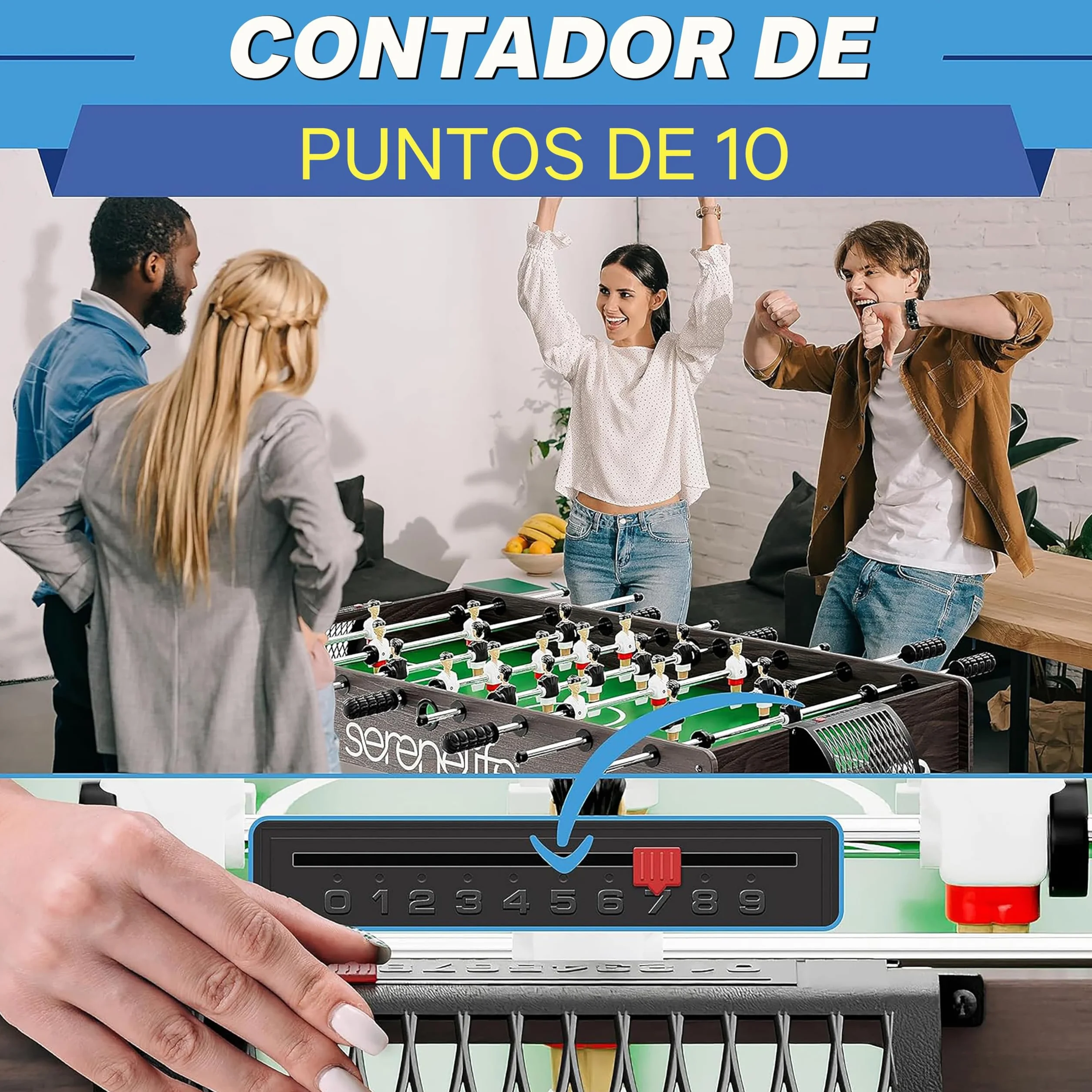 Serenelife futbolin, Tamaño competitivo de 48”, Futbol, para la casa, Sala de Juegos, Arcade