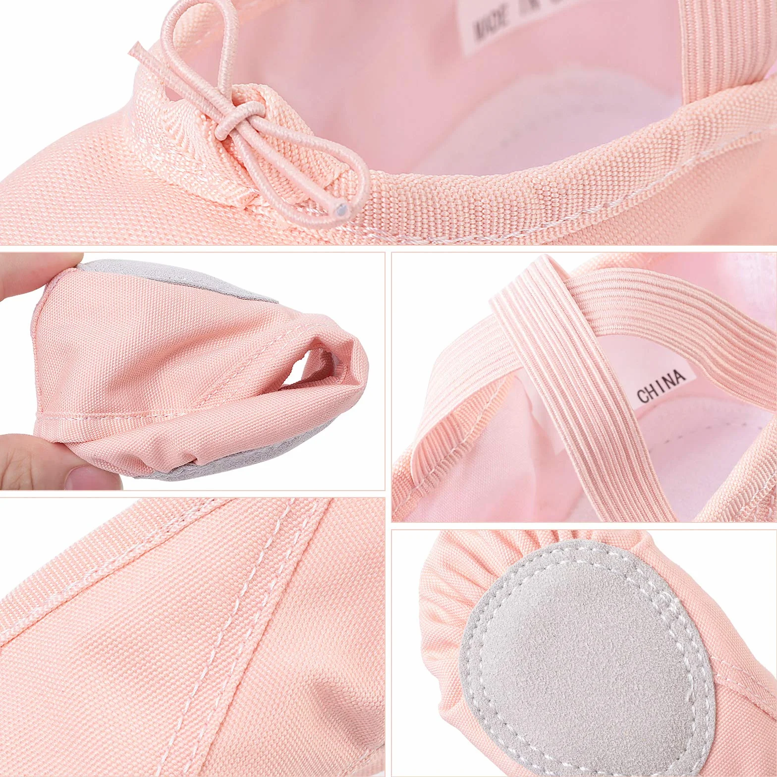Zapatillas de Ballet Danza Canvas para Niña y Mujer Suela Partida de Cuero Tallas 22-44