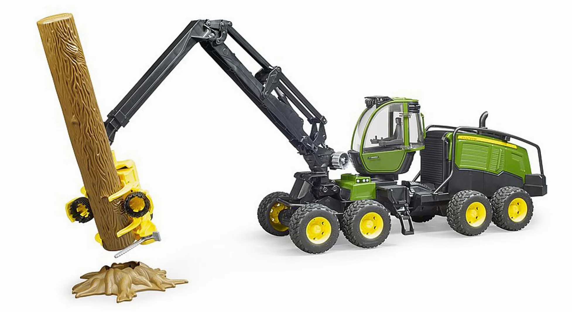bruder 02135 - Cosechadora John Deere 1270G con 1 tronco de árbol - 1:16 Vehículo, Granja, Bosque, Silvicultura, Tractor, Tractor agrícola, Bulldog, Transporte de madera, Juguete