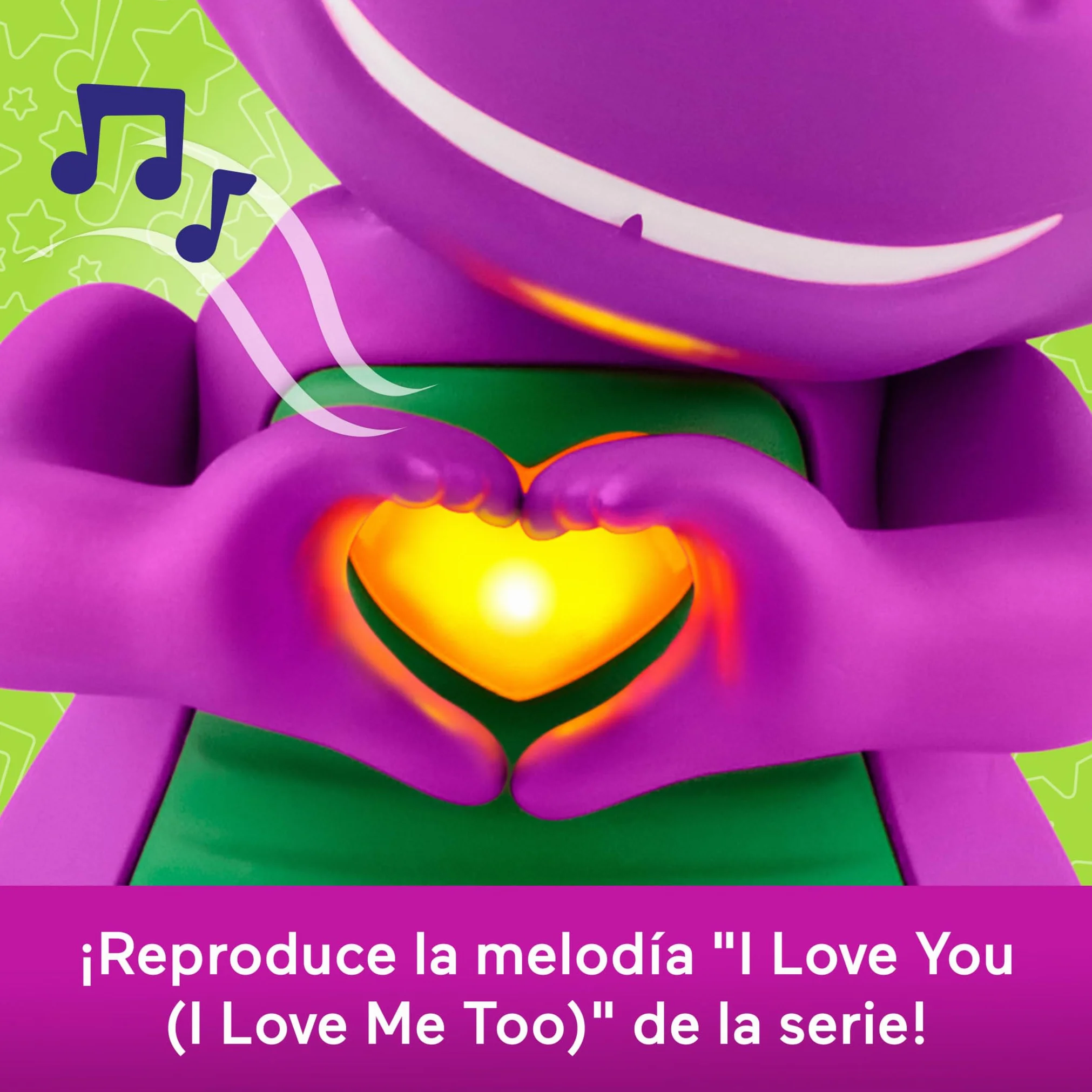 Barney Fisher-Price Barney's World Heart Hands Juguete Musical de Figura 14,48cm de Altura con Luces, para niños y niñas de Preescolar a Partir de 2 años, JFF05