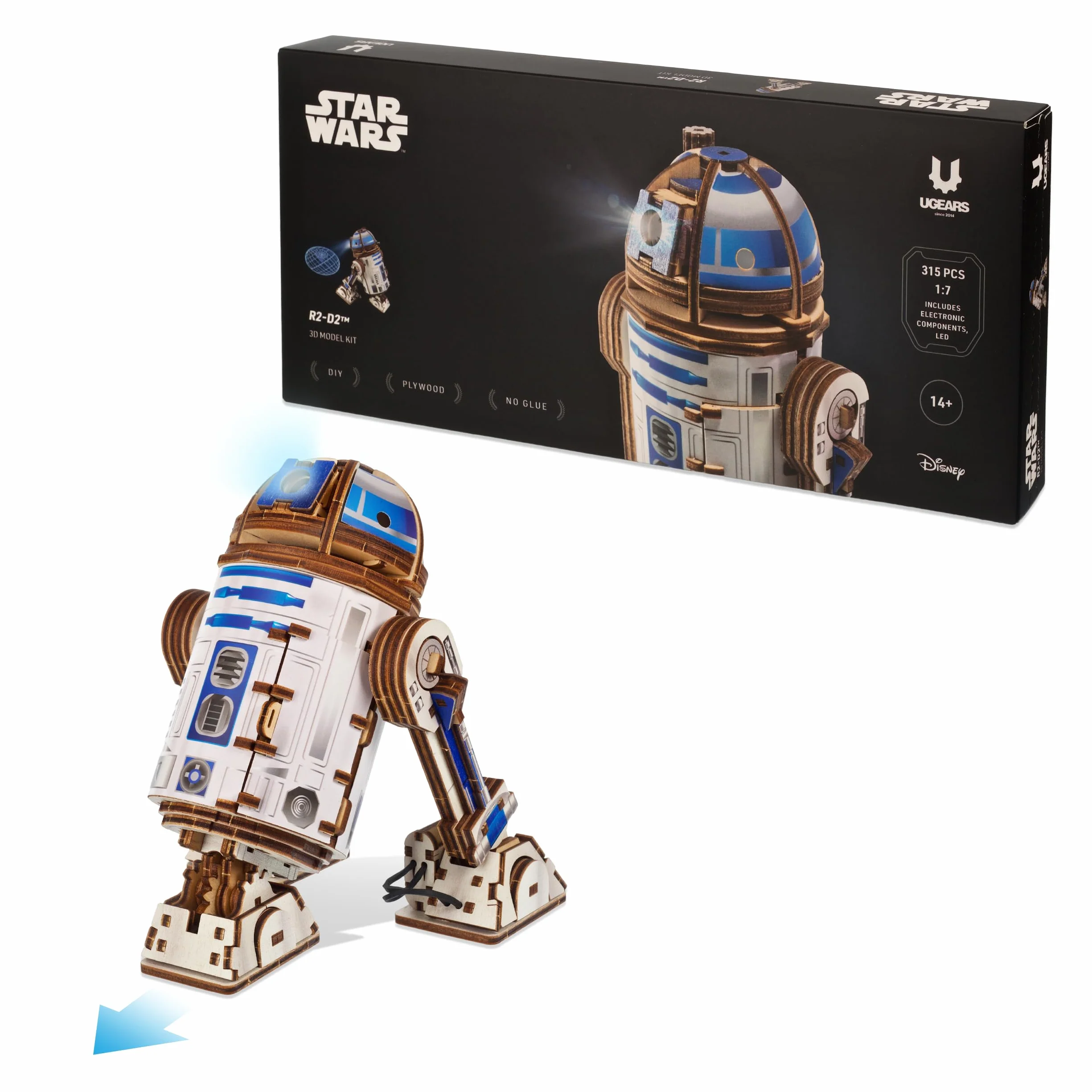 UGEARS Star Wars ™ R2-D2 ™ - Puzzle 3D, maquetas para Construir Adultos, Kit Manualidades Adultos, maquetas para Montar, Puzzle Madera, modelismo, Figuras Star Wars, r2d2 La Guerra de Las Galaxias