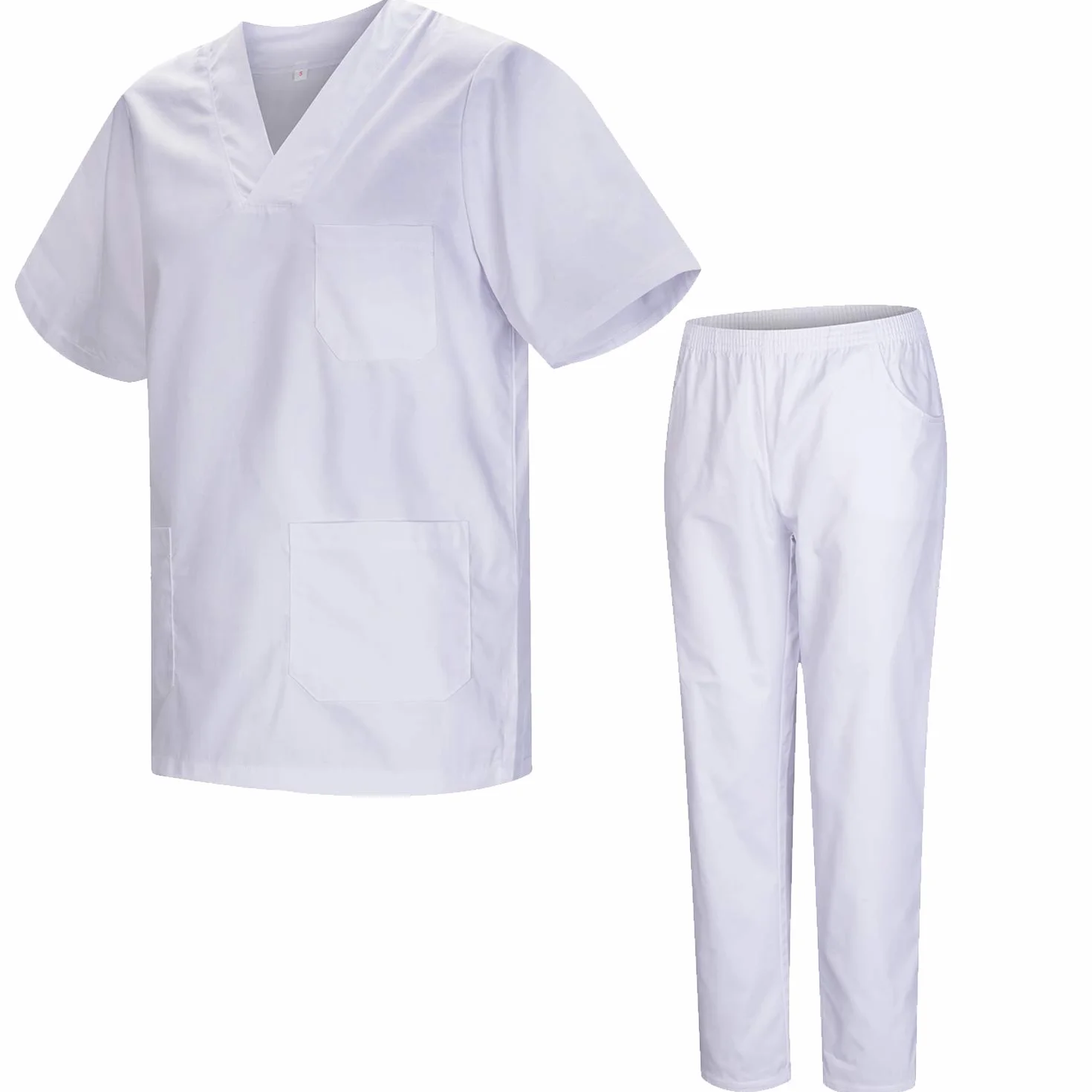 UNIFORME SANITARIO UNISEX MÉDICO CON PANTALÓN BLANCO