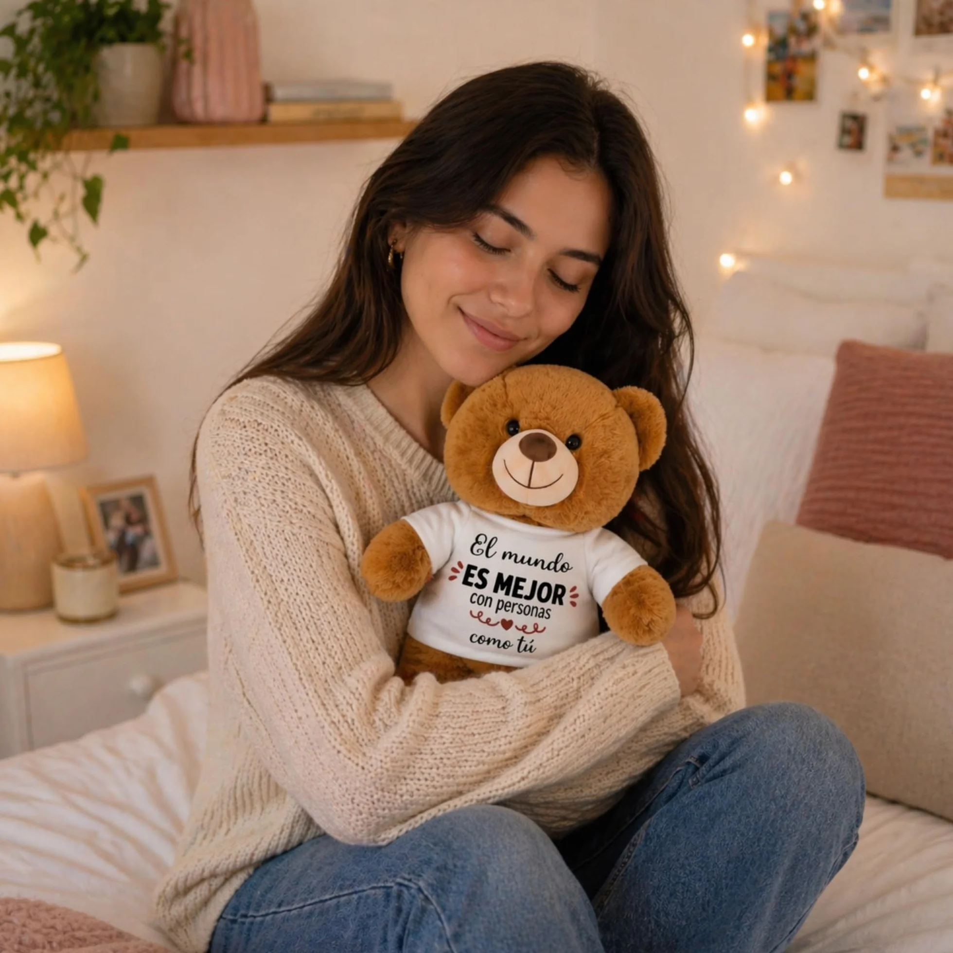 Peluchilandia Regalos Originales para Mujer y Amigas - Osito de Peluche con Mensaje Emotivo en Caja Regalo - Detalle para Cumpleaños, Enamorados o Día de la Madre (MARRÓN)
