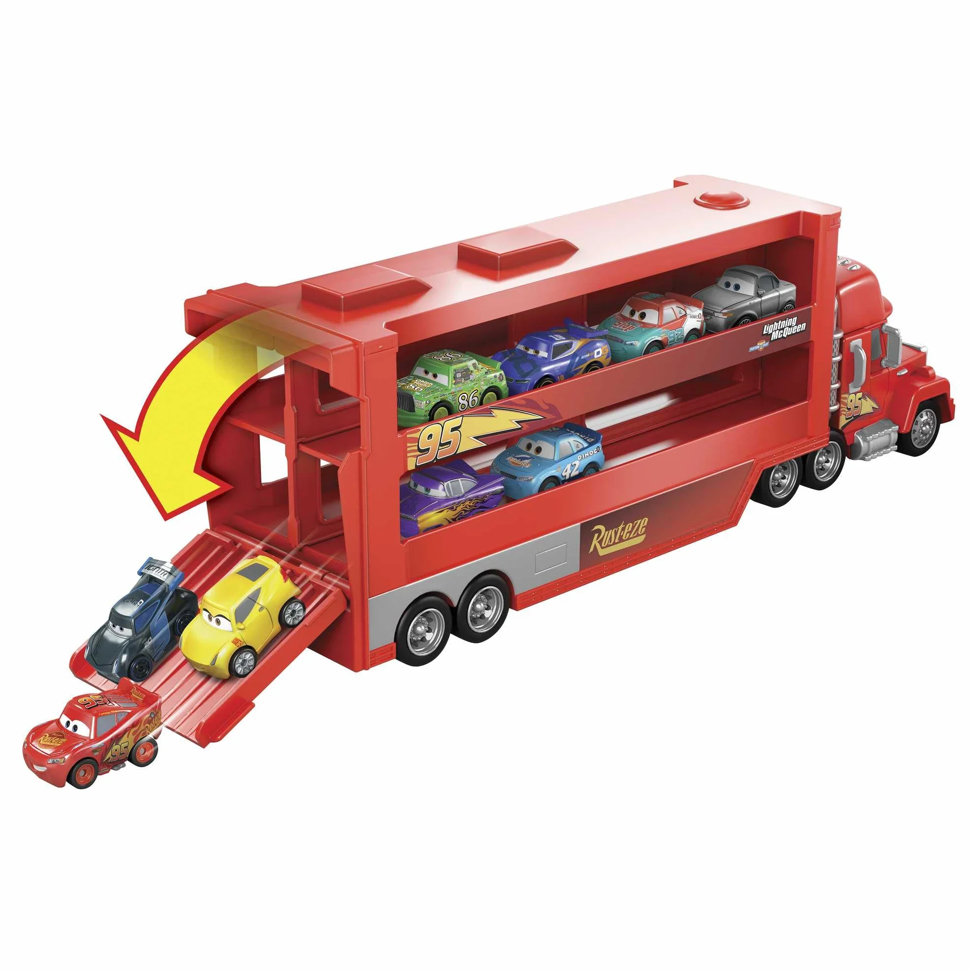 Mattel Disney Cars 3 Mack Supercamión de transporte de coches de juguete GNW34