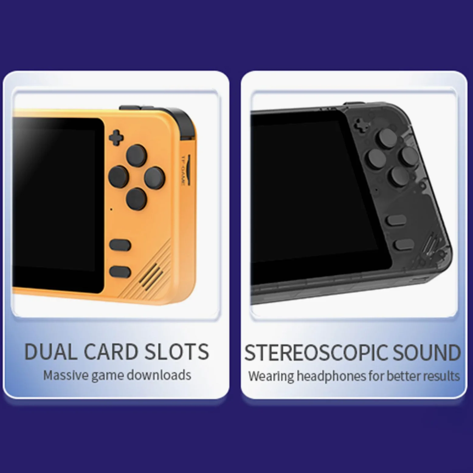 Consola de juegos retro de 64G/128G con joystick de 3.5 pulgadas, doble ranura para tarjetas, consola de videojuegos portátil para niños