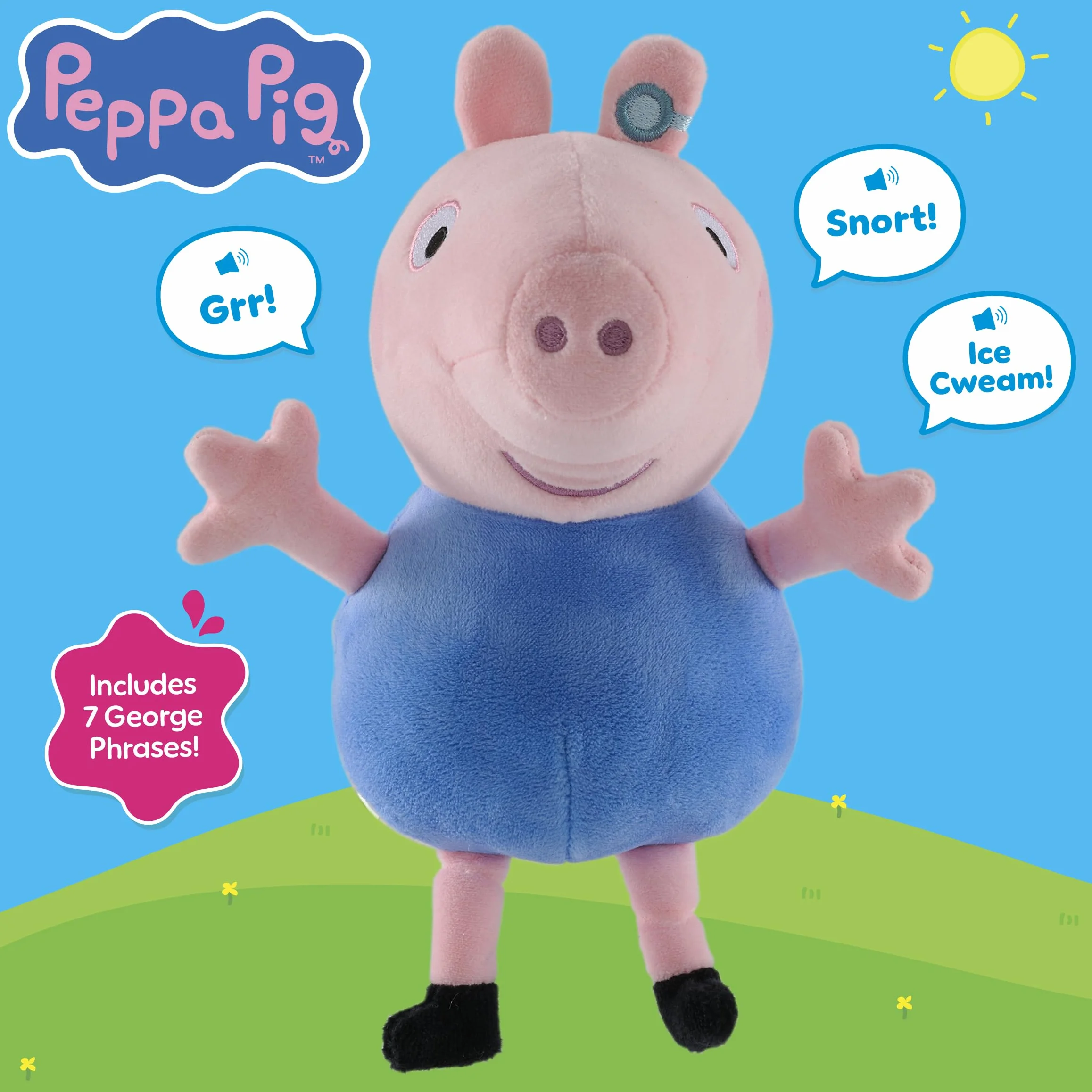 Peppa Pig Talking George, juguete de peluche con efectos de voz y sonido, juguete suave para preescolar