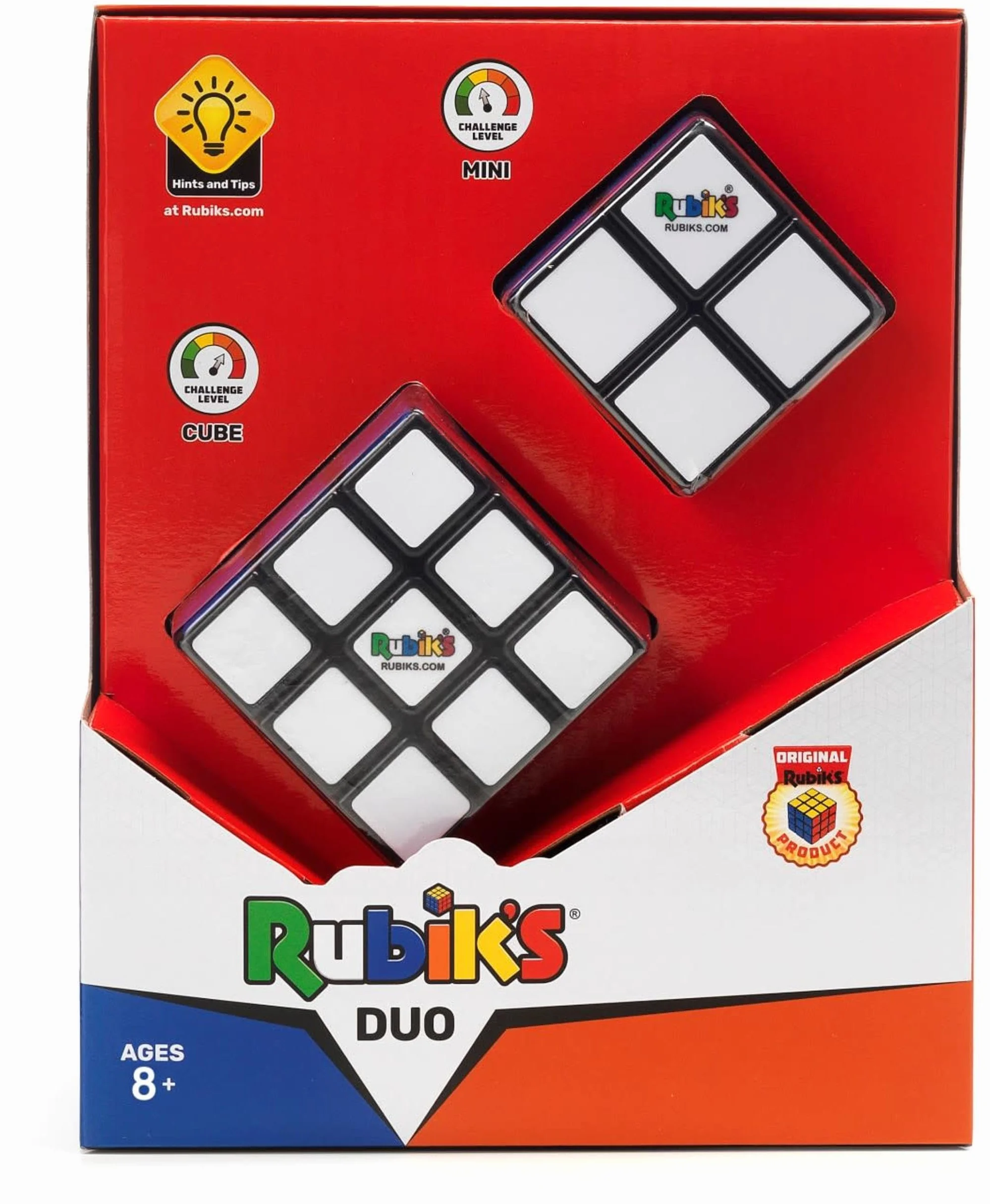 Rubiks - Pack Duo Cubo Rubik - Juego de Rompecabezas 3x3 y versión Mini 2x2 - Cubo Mágico para Desafiar la Mente - Juguetes Niños 8 Años +