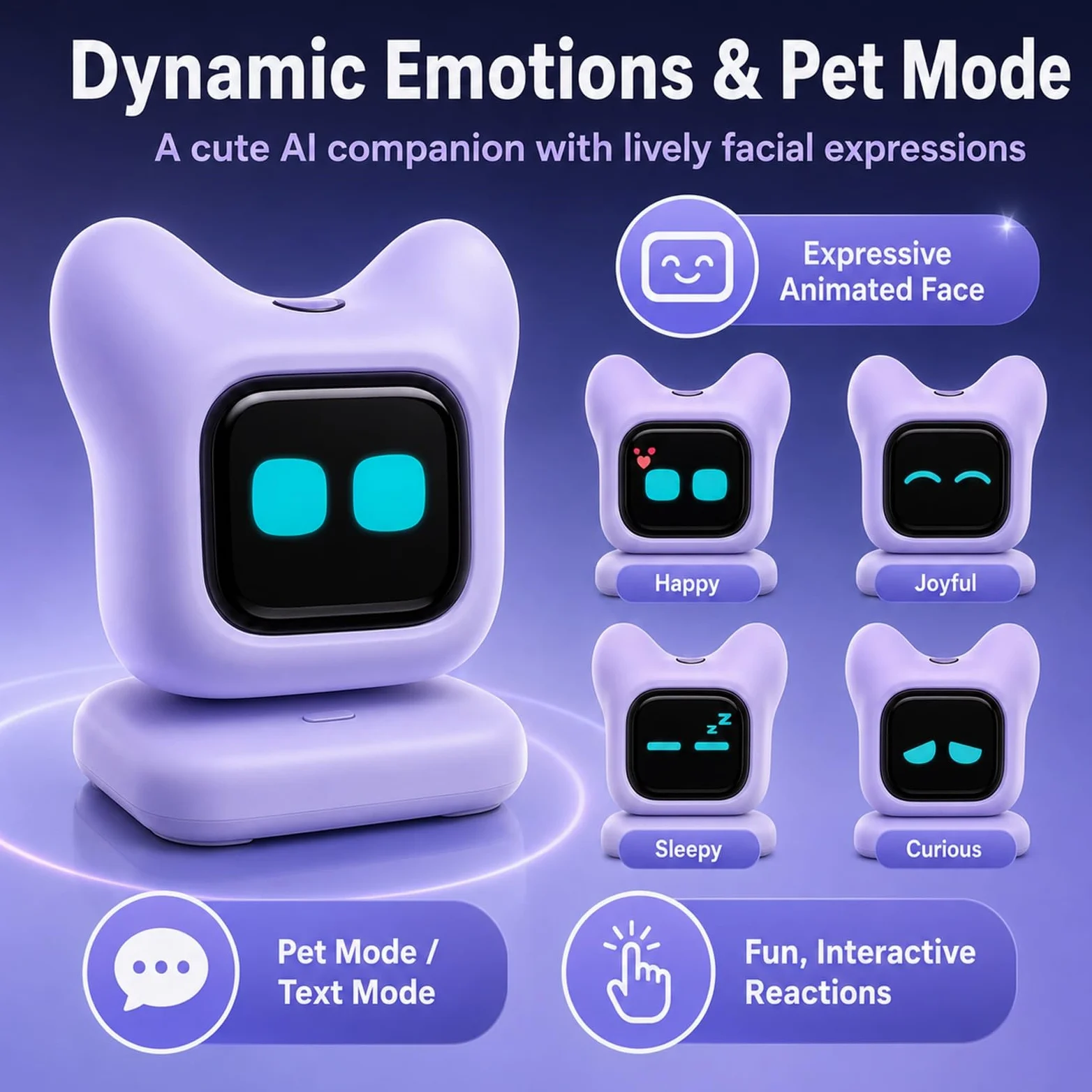Robot De Escritorio Con Ia: Mascota Electrónica Inteligente Con Chat De Voz Y Emociones Dinámicas. Un Gadget Tecnológico Interactivo, Creativo E Inteligente, Ideal for Escritorio Del Hogar(White)