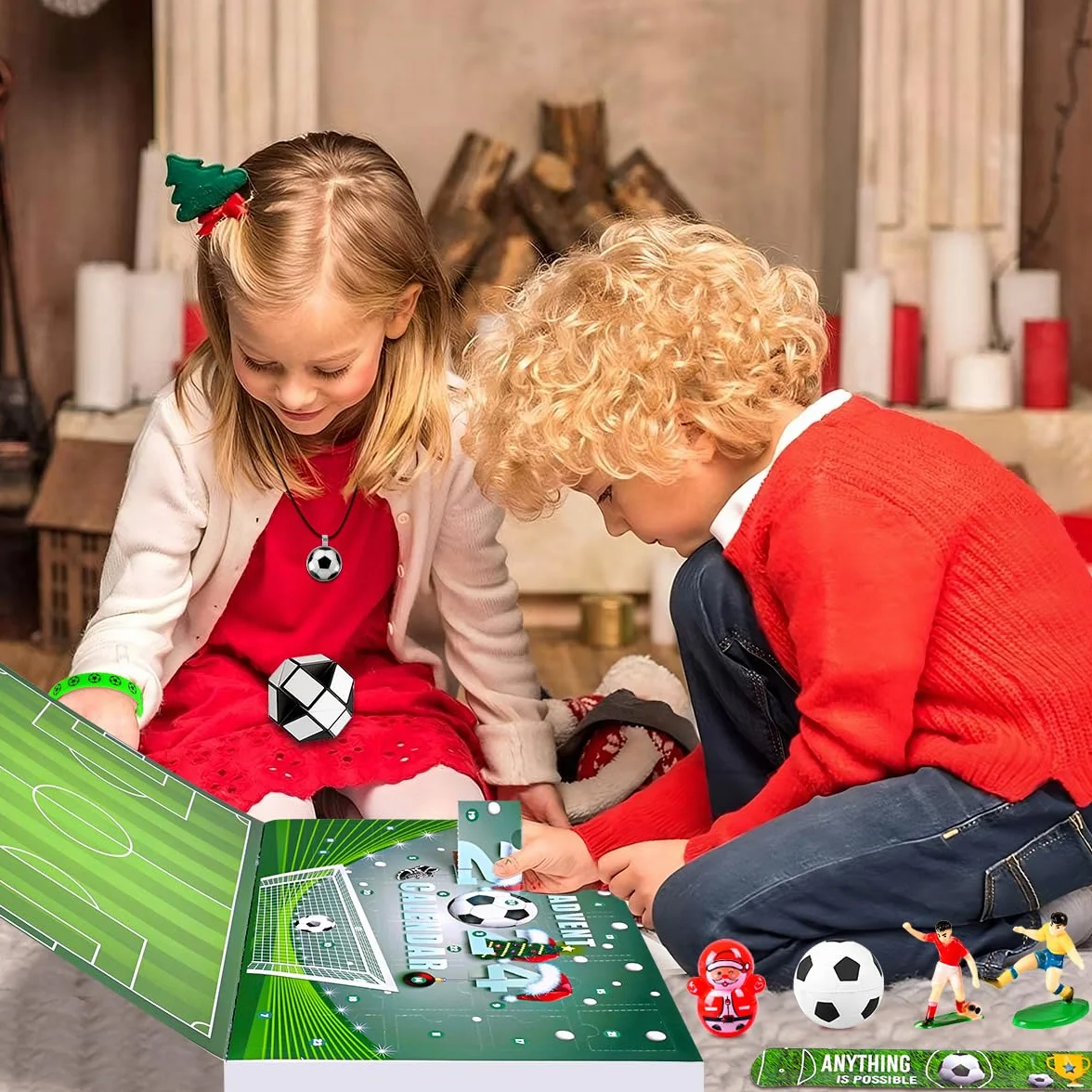 iZoeL Adviento Calendario 2025 Fútbol Copa Mundial 24 juegos Temáticos Adviento Calendario Copa Mundial 24 Días Llenos Sorpresas Calendario De Adviento Fútbol Divertido Niños Familia (Verde)