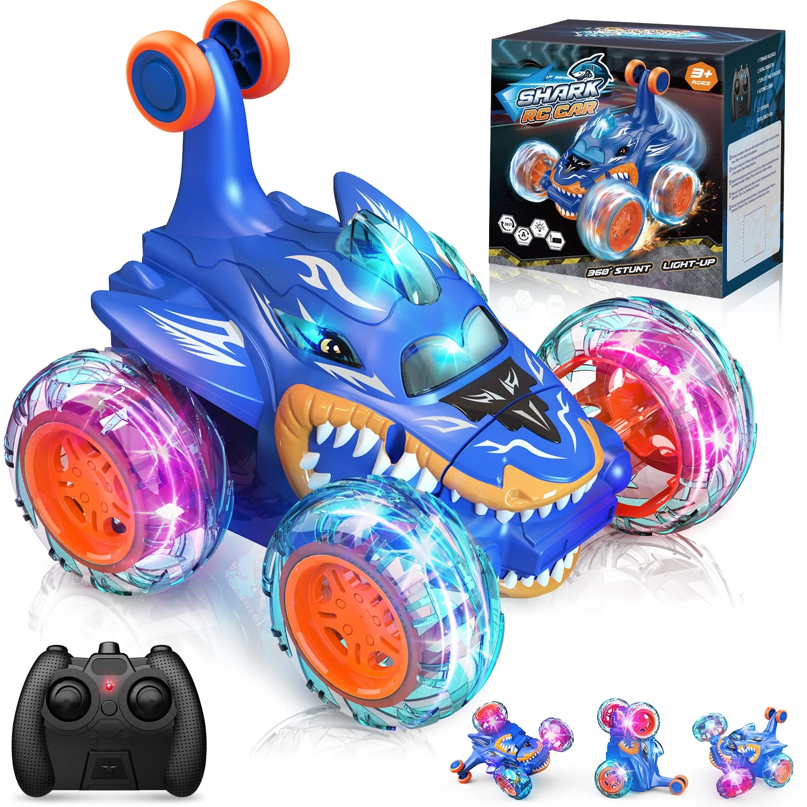 Coche Teledirigido 2.4GHz 4WD LED Monster Truck, Juguetes para Niños Azul