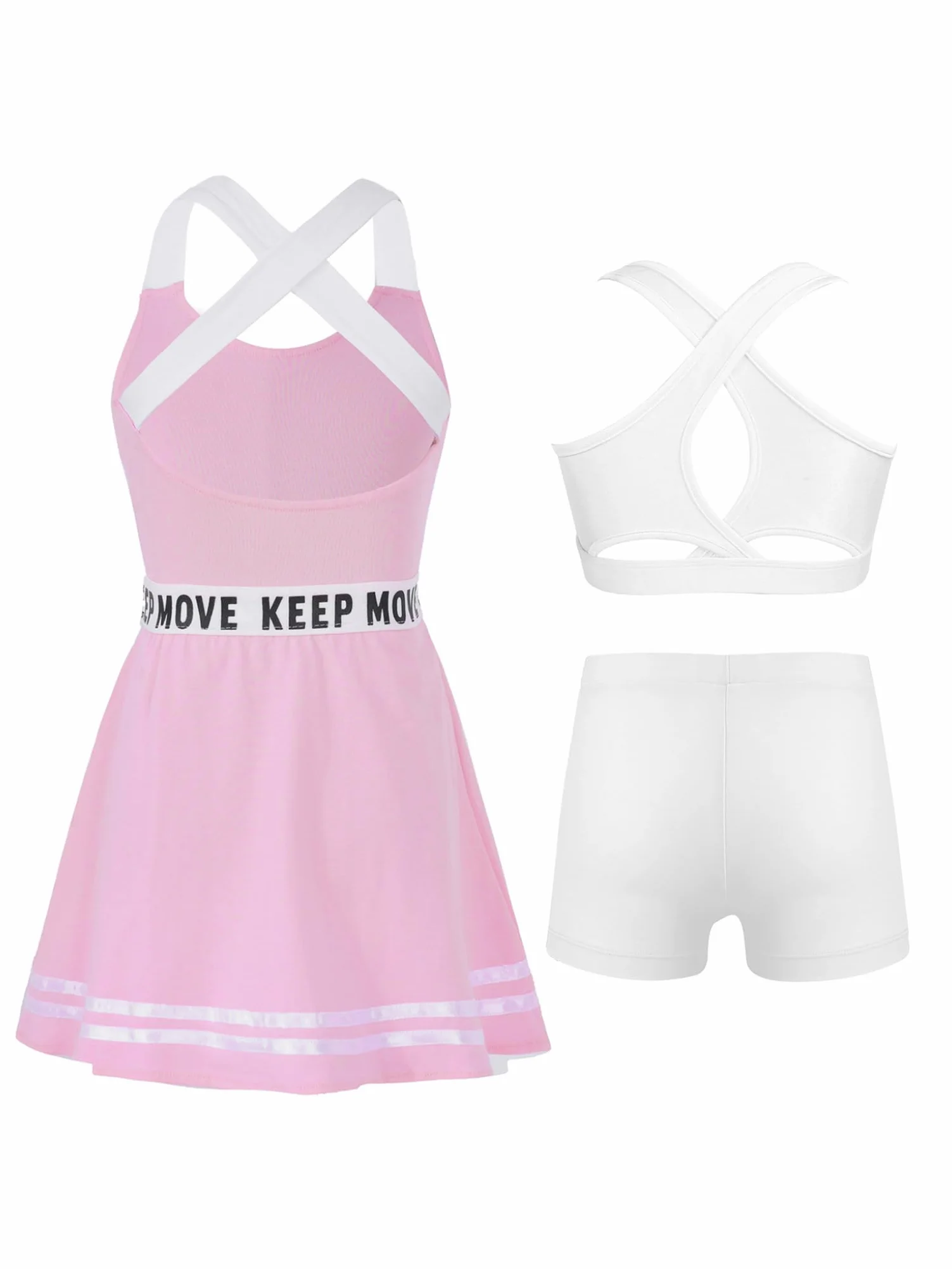 Traje de tenis para niña sin mangas vestido de golf top pantalones cortos entrenamiento juego ropa deportiva