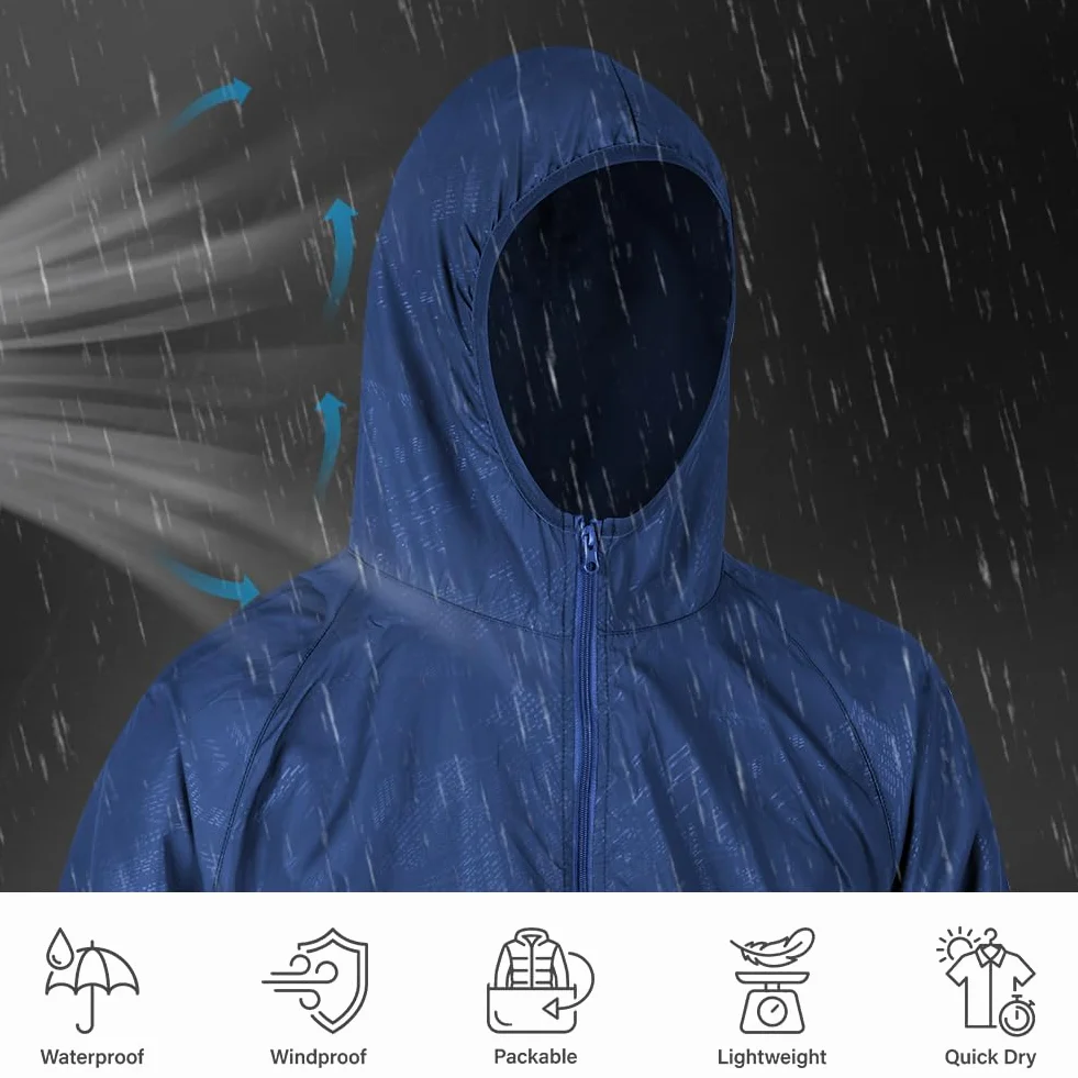 Chaqueta Deportiva Hombre Impermeable Ligera Cremallera Chubasquero Running