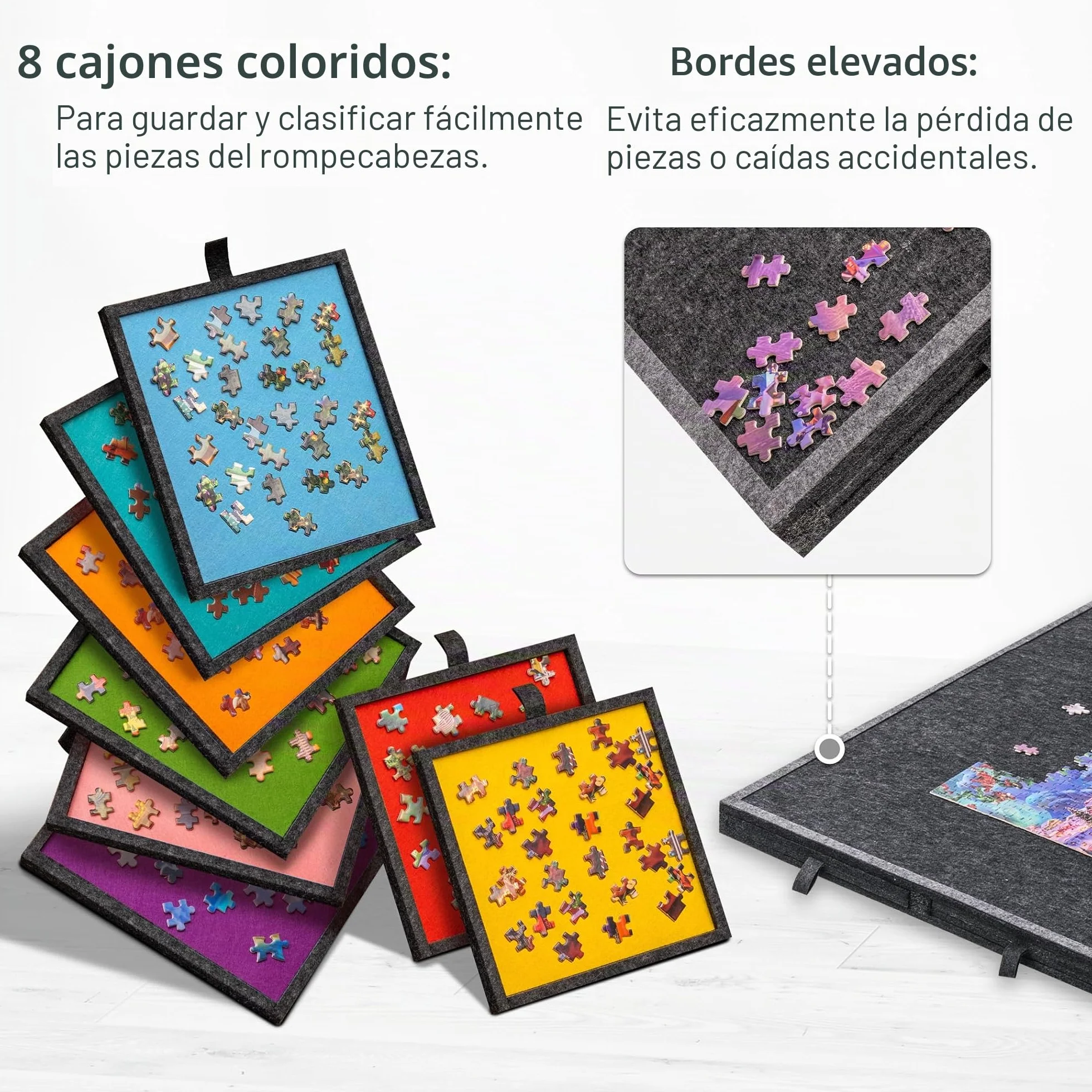Lavievert Rompecabezas inclinable de 2000 piezas con 8 cajones coloridos y cubierta, mesa plegable con caballete integrado ajustable de 4 ángulos, mesas ligeras para adultos