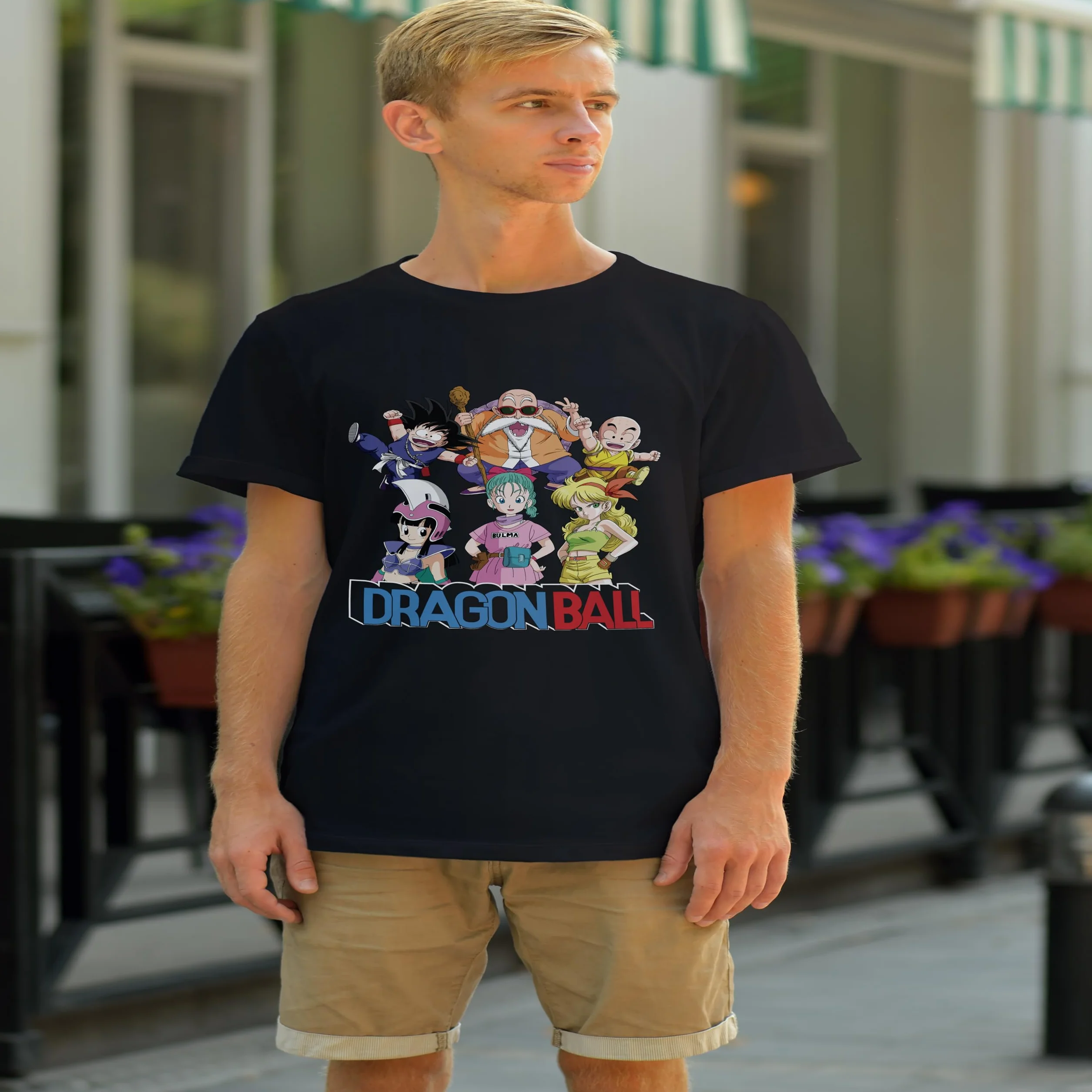 Dragon Ball Goku Krillin Bulma Chichi Kamesennin Black Short Sleeve T-Shirt Unisex Adulto