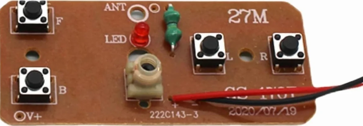 Placa de control remoto de 4 vías de 27 MHz, transmisor y receptor RC bidireccional, accesorios de modelo de robot de coche para piezas de proyectos de bricolaje (control de 2 motores)