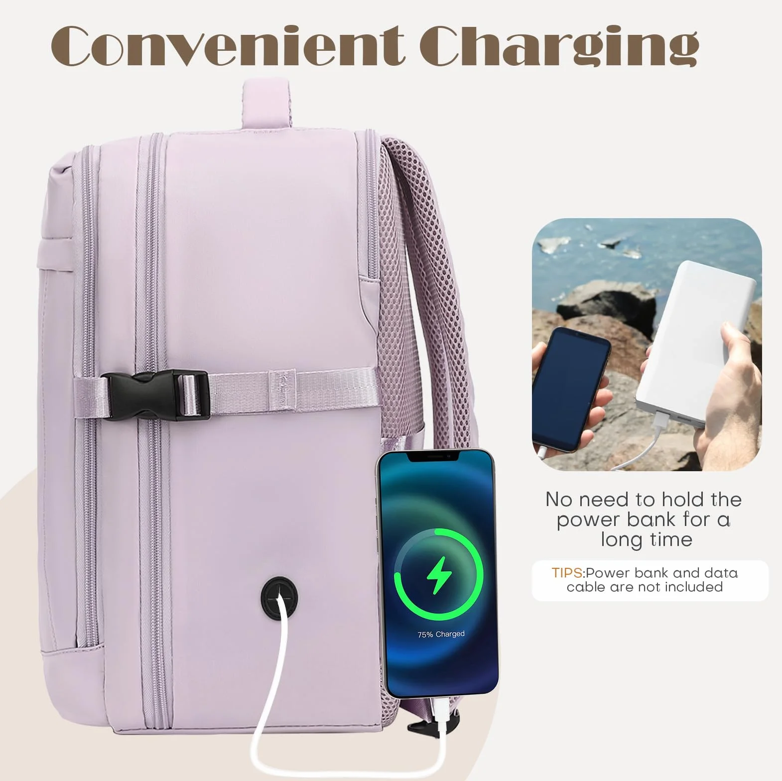 Yankony Mochila Viaje Cabina Avion 40x20x25 para Ryanair 20L Mochilas De Viaje con Bolsillo Antirrobo Travel Backpack Equipaje de Mano Hombre Mujer, Morado
