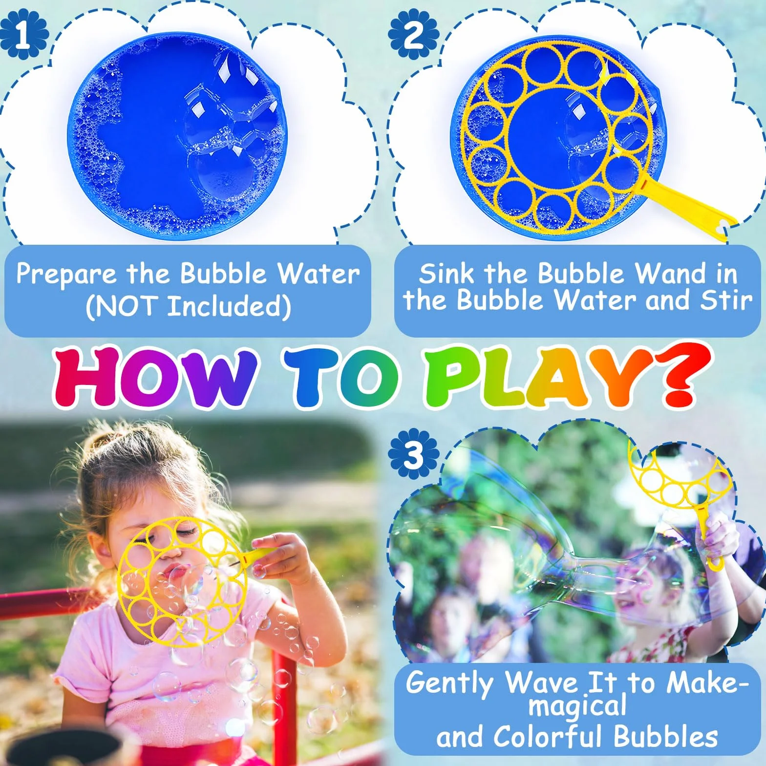 Purpledi 29 Piezas Kit de Varita de Burbujas, Gigante Varita de Burbujas, Juego de Pompas de Jabón para Niños, Maquina de Burbujas para Juegos al Aire Libre en Interiores y Fiestas de Cumpleaños