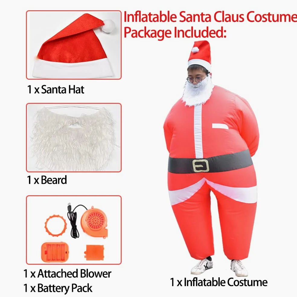 Disfraces inflables de Navidad de Papá Noel para hombres y mujeres adultos para fiestas de vacaciones y carnaval