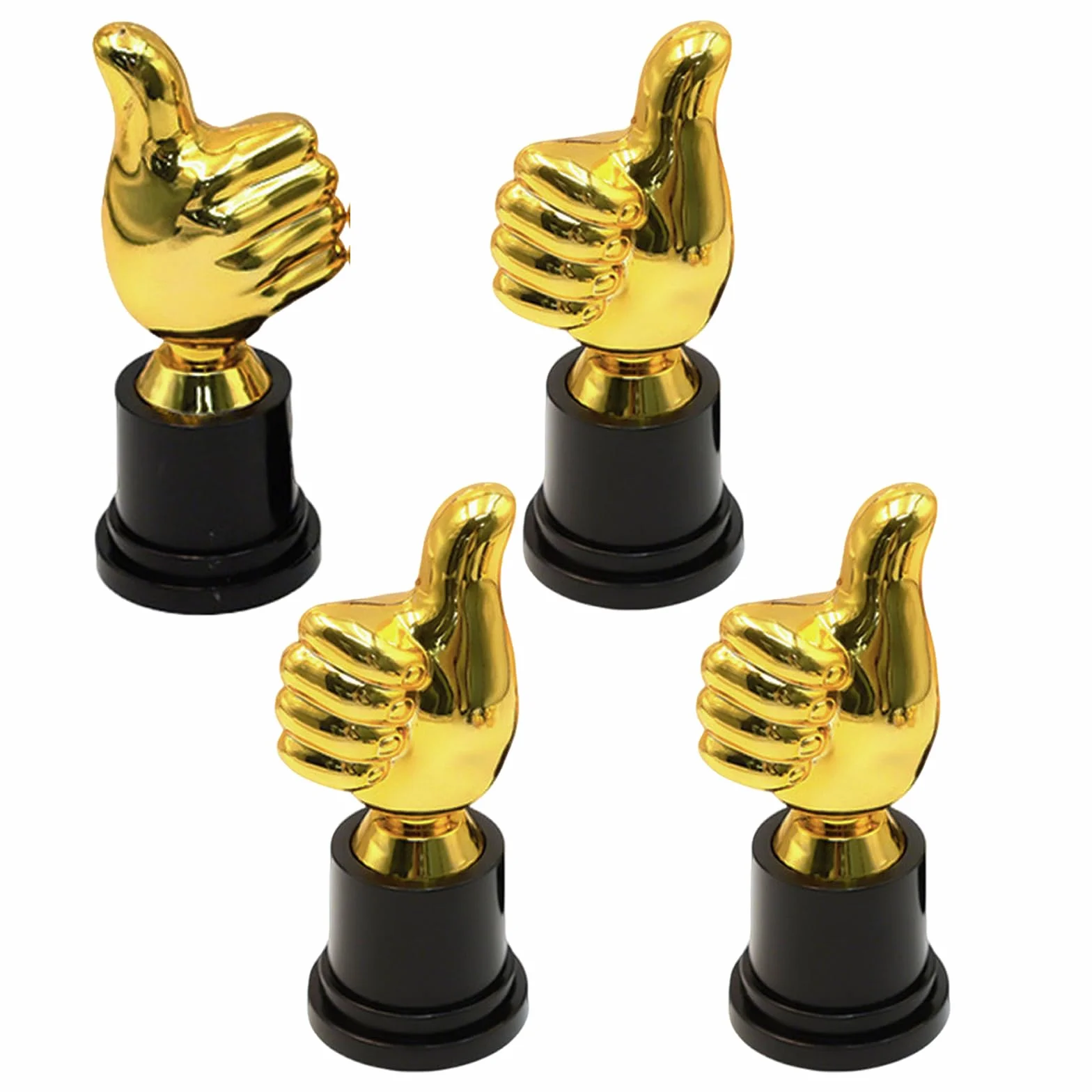 Mini Trofeo Dorado Plástico 13 x 5 cm Copa de Oro Forma del Pulgar 4 Piezas