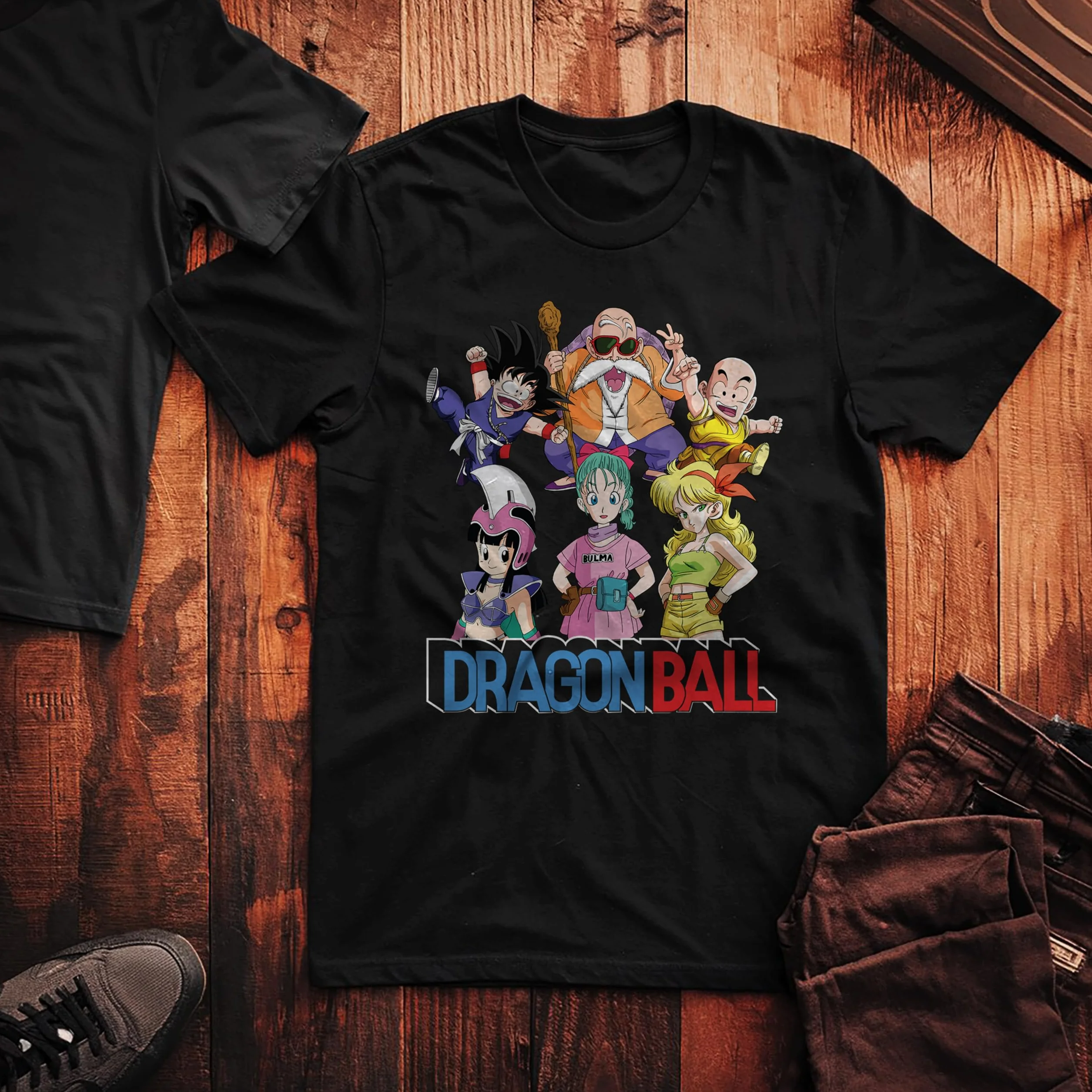 Dragon Ball Goku Krillin Bulma Chichi Kamesennin Black Short Sleeve T-Shirt Unisex Adulto