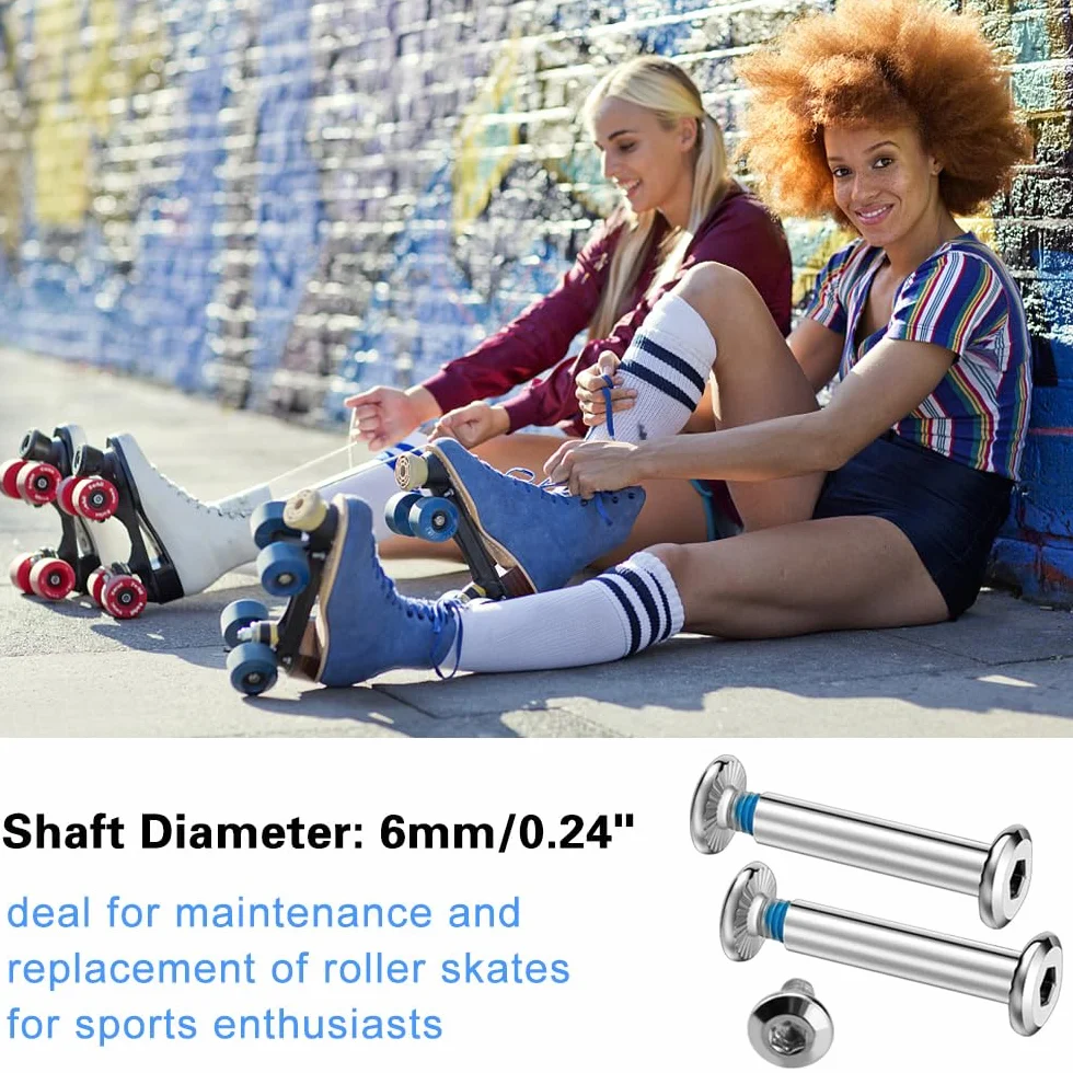 Tornillos para Ruedas de Patines en Línea de Hierro 12 uds con 2 Llaves Accesorios Recambios
