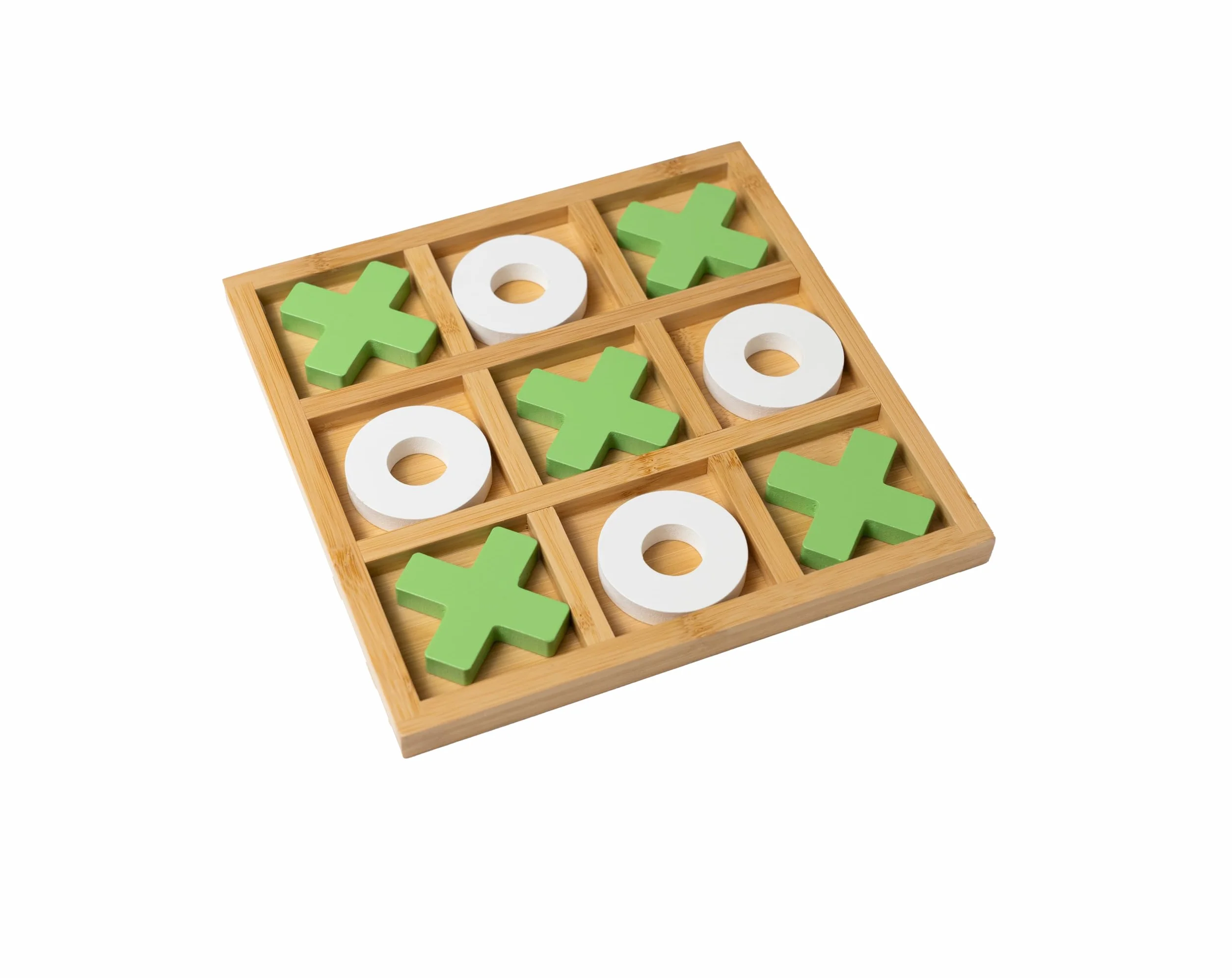 Bamboo FSC100% Juego de Tres en Raya de Madera Ecológica para Dos Jugadores con Bolsa de Viaje