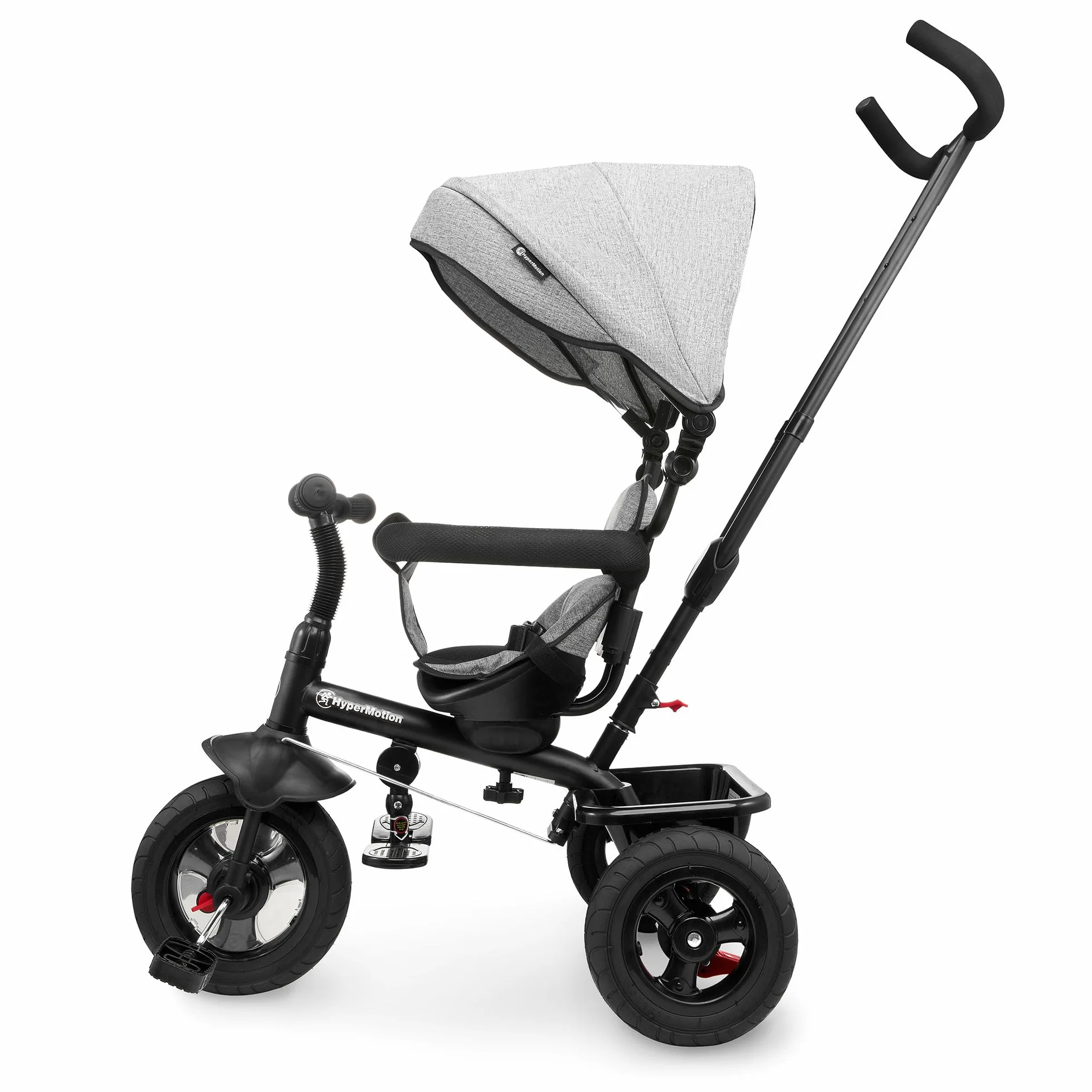 HyperMotion Triciclo Infantil con Manillar para Padres - Bici Bebé 1 Año Evolutiva hasta 20kg - Modelo Similar Kinderkraft con Barra de Empuje - Saltador Bebe Gris