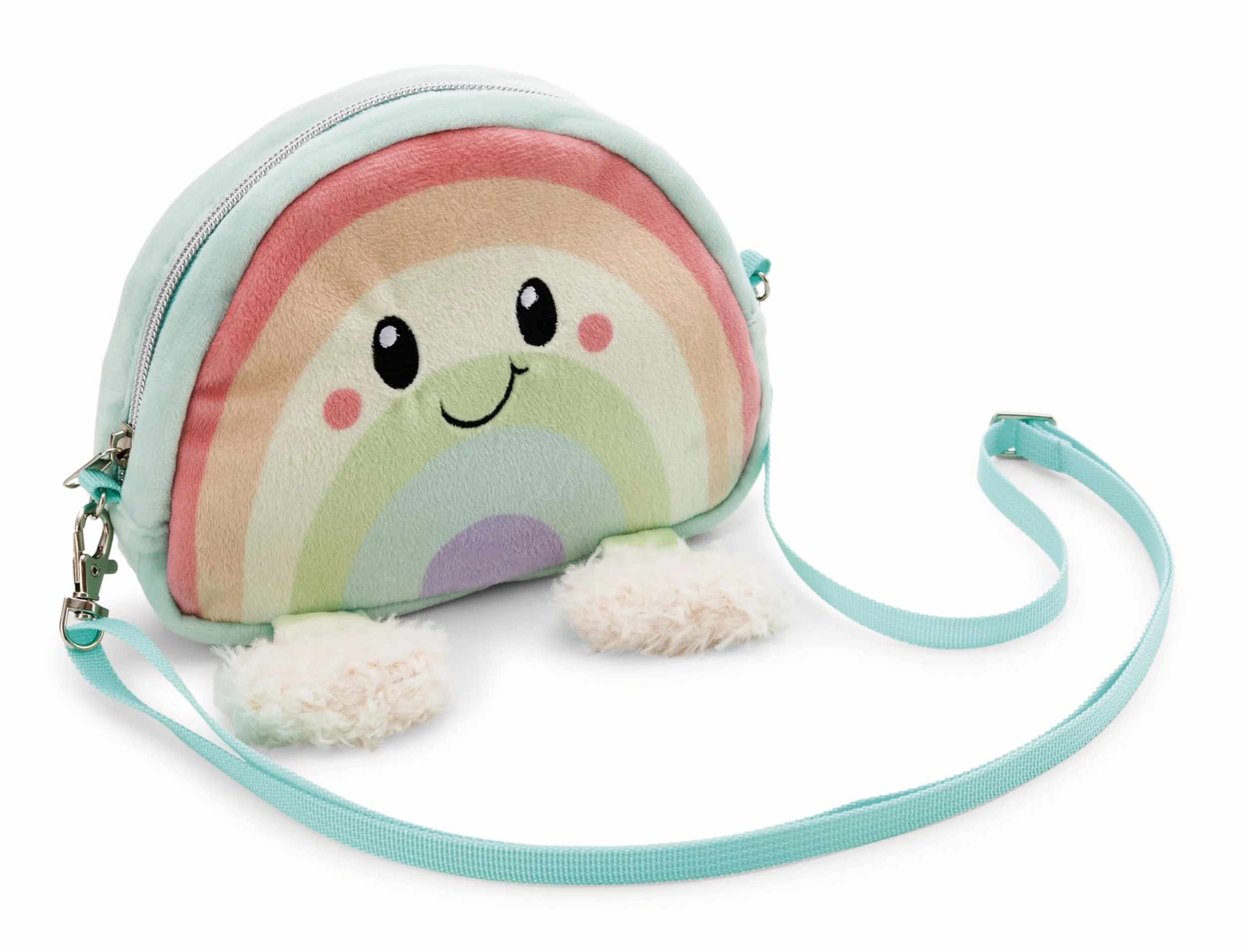 Estuche Bandolera Arcoíris Nibsi 2 en 1, 17,5 x 14 x 5 cm, Multicolor, Suave para niñas y Mujeres