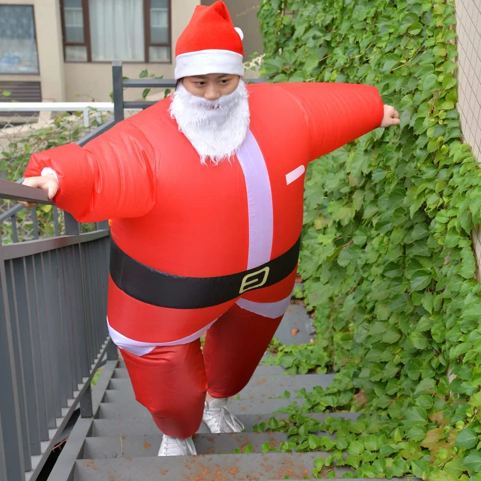 Disfraces inflables de Navidad de Papá Noel para hombres y mujeres adultos para fiestas de vacaciones y carnaval