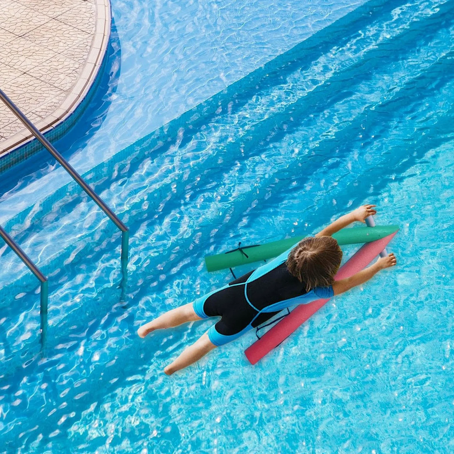 Fideos para piscina, flotadores con marco en A, accesorios flotantes grandes, balsas de juguetes acuáticos, equipo de entrenamiento para lago, playa, viajes
