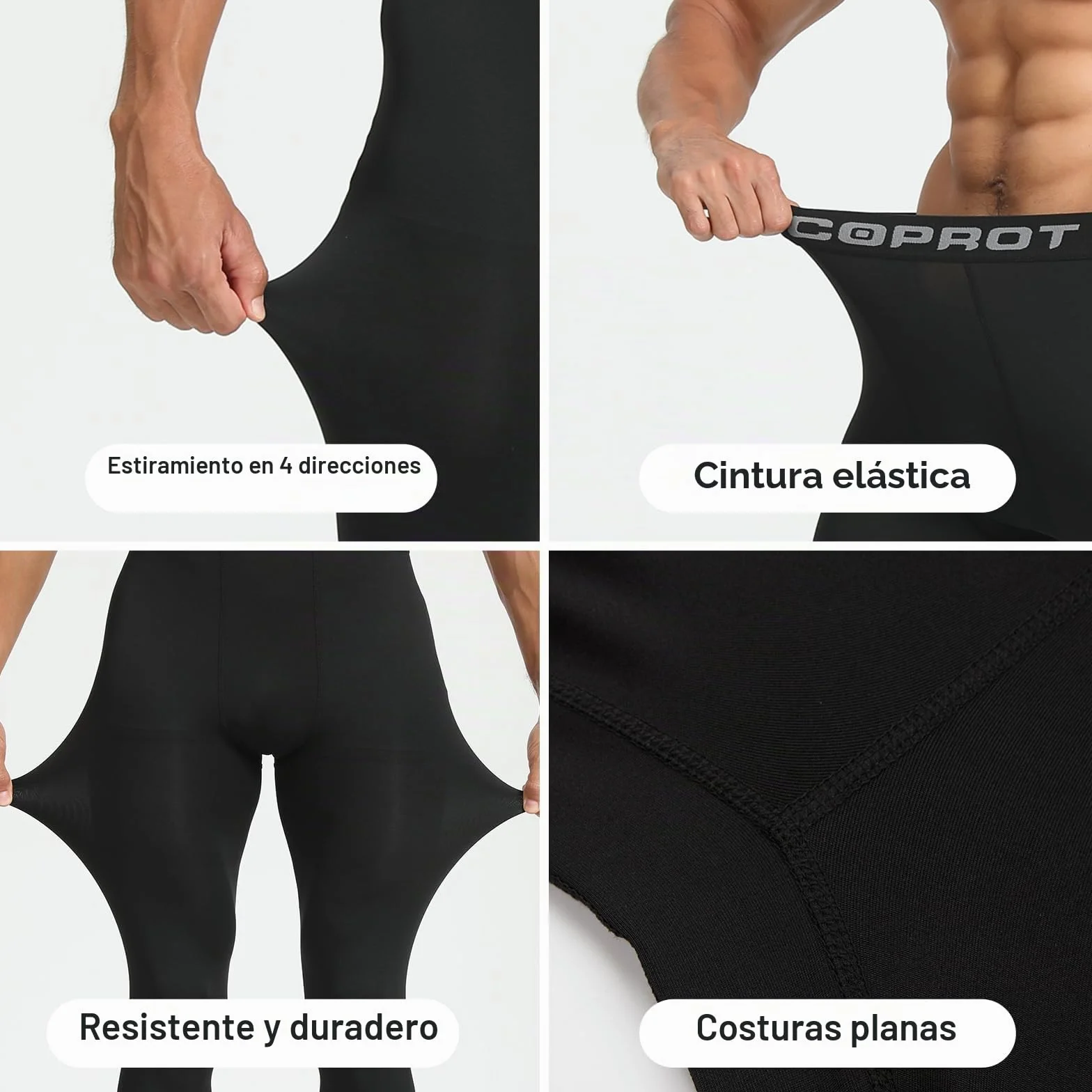 HYCOPROT Pantalones de Compresión para Hombre Secado Rápido Deportivos Entrenamiento Leggings Correr Baloncesto Running Fitness