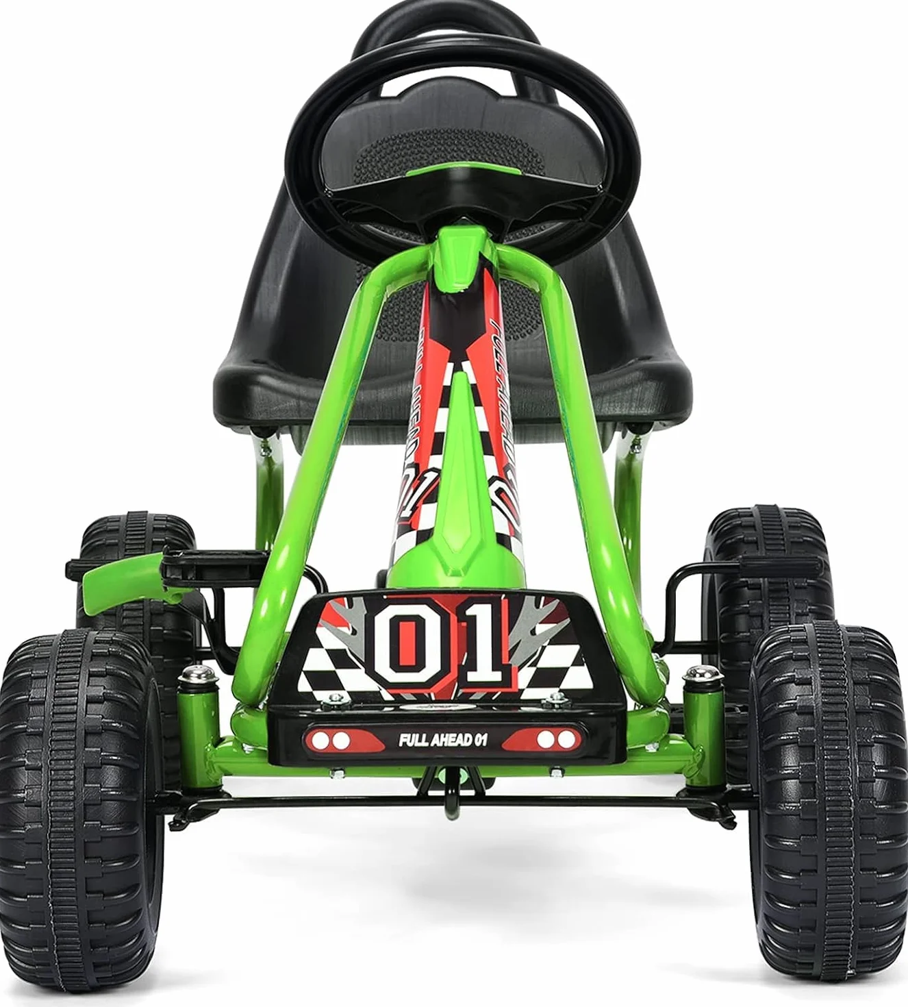 RELAX4LIFE Go Kart para Niños Con Freno de Mano y Asiento Ajustable, Coche de Pedales Con Ruedas Antideslizantes, 3-6 Años, Regalo, Carga 30kg (Verde)