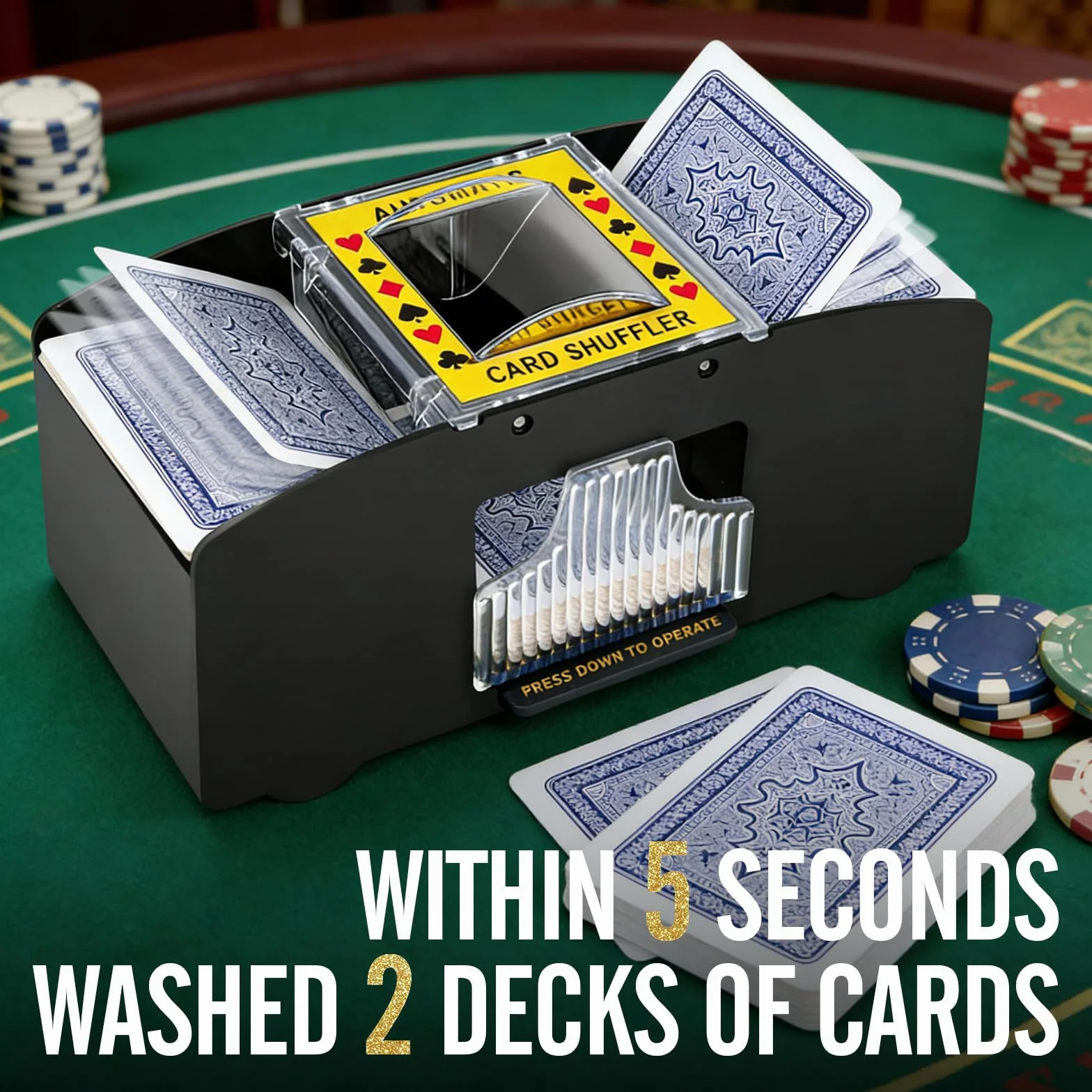 Barajador Automático de Cartas, Máquina Mezcladora de Cartas Eléctrica 2 Mazos para UNO, póquer, Texas Hold'em, Canasta, Blackjack