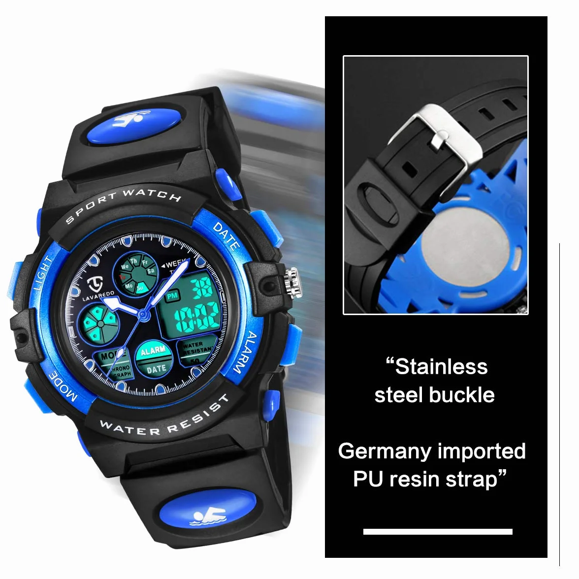 Reloj Deportivo para Niños y Niñas Resistente al Agua Digital Analógico Impermeable