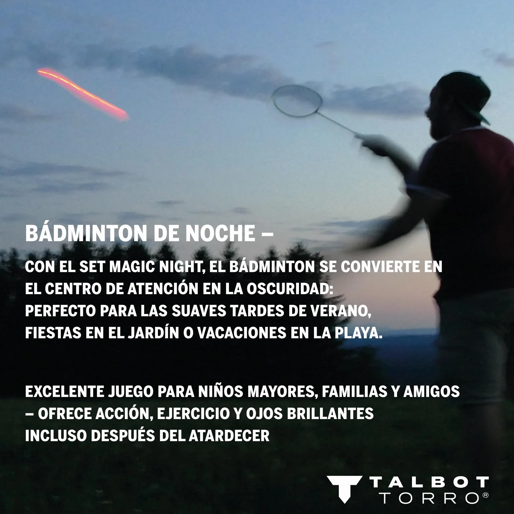 Talbot Torro Set de Badminton Magic Night 2 Raquetas 2 Volantes LED Bolso 449405