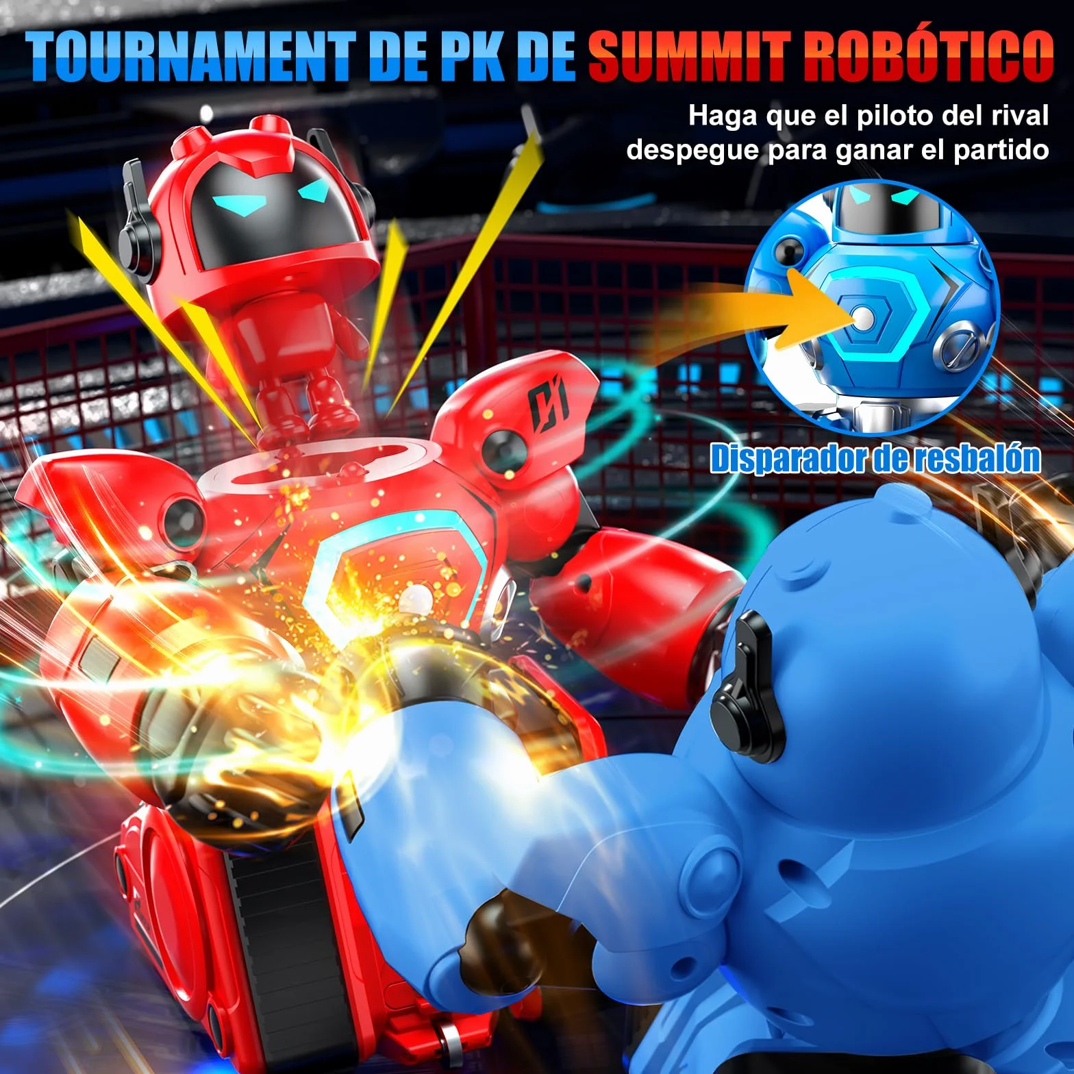 Herenear Robot Kombat Teledirigido con Muñeca Eyectora, 2 Piezas RC Robot Juguete con Luz LED y Música, 360° RobotCombate de Boxeo, Coche de Fútbol Teledirigido Regalos para Niños 6 Años