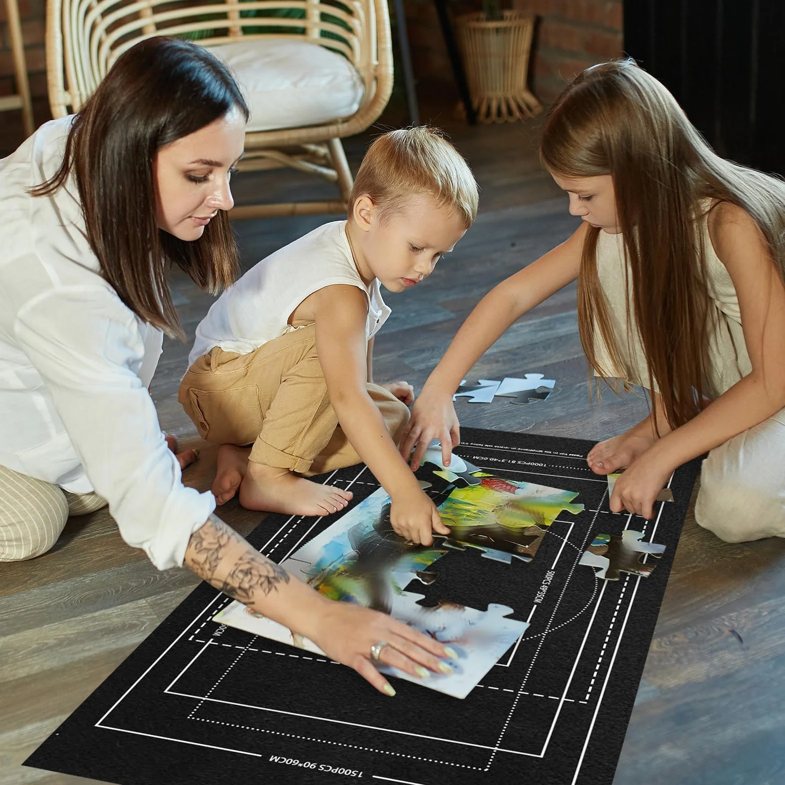 Zatixbu Tapete Puzzle 1500 Piezas, Portátil Alfombra Puzzle con Bomba Inflable, Antideslizante Puzzles Mat para Almacenar Rompecabezas